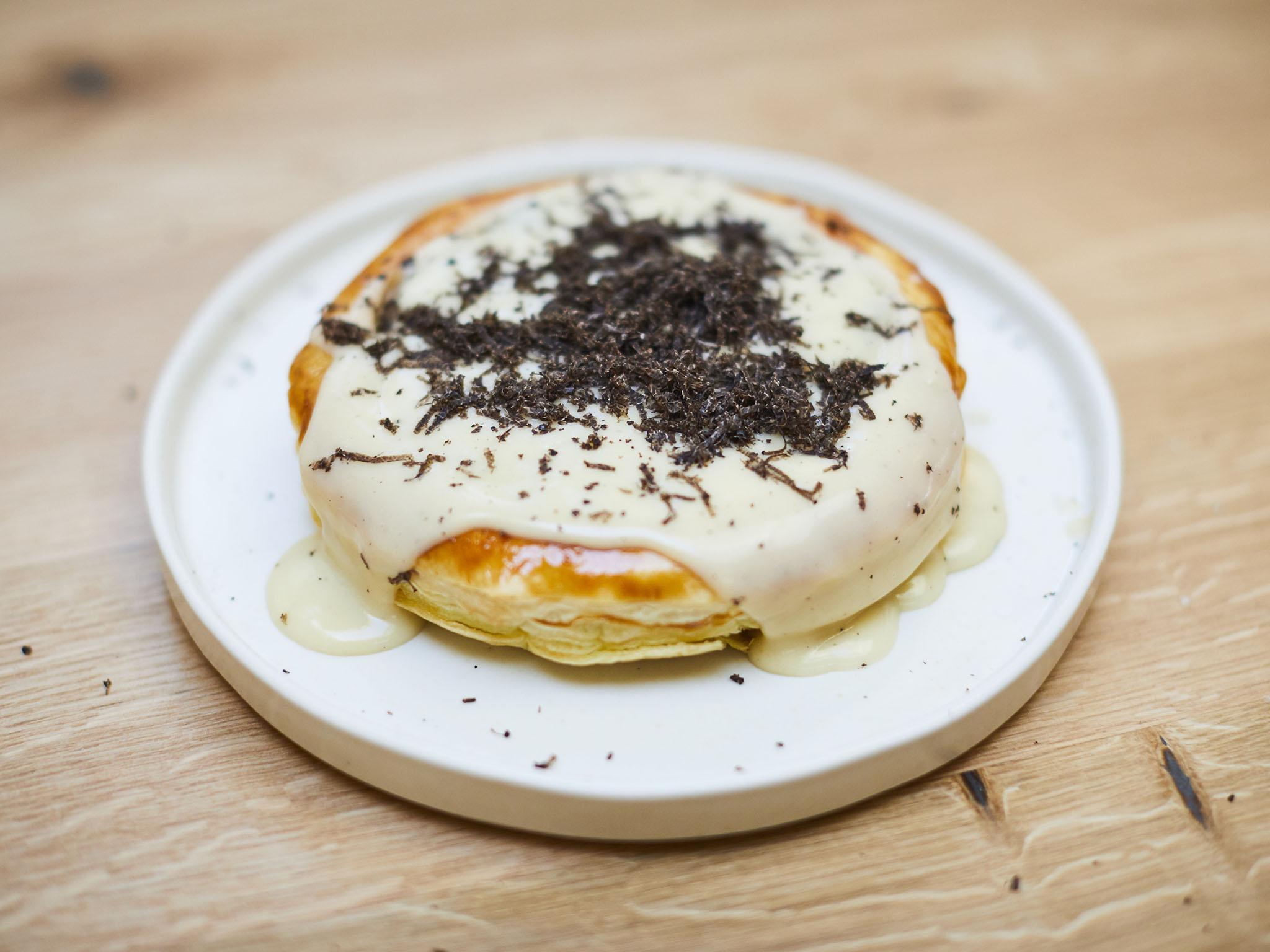 The shallot tart with comte cheese and black truffle is a rich and hard to finish main