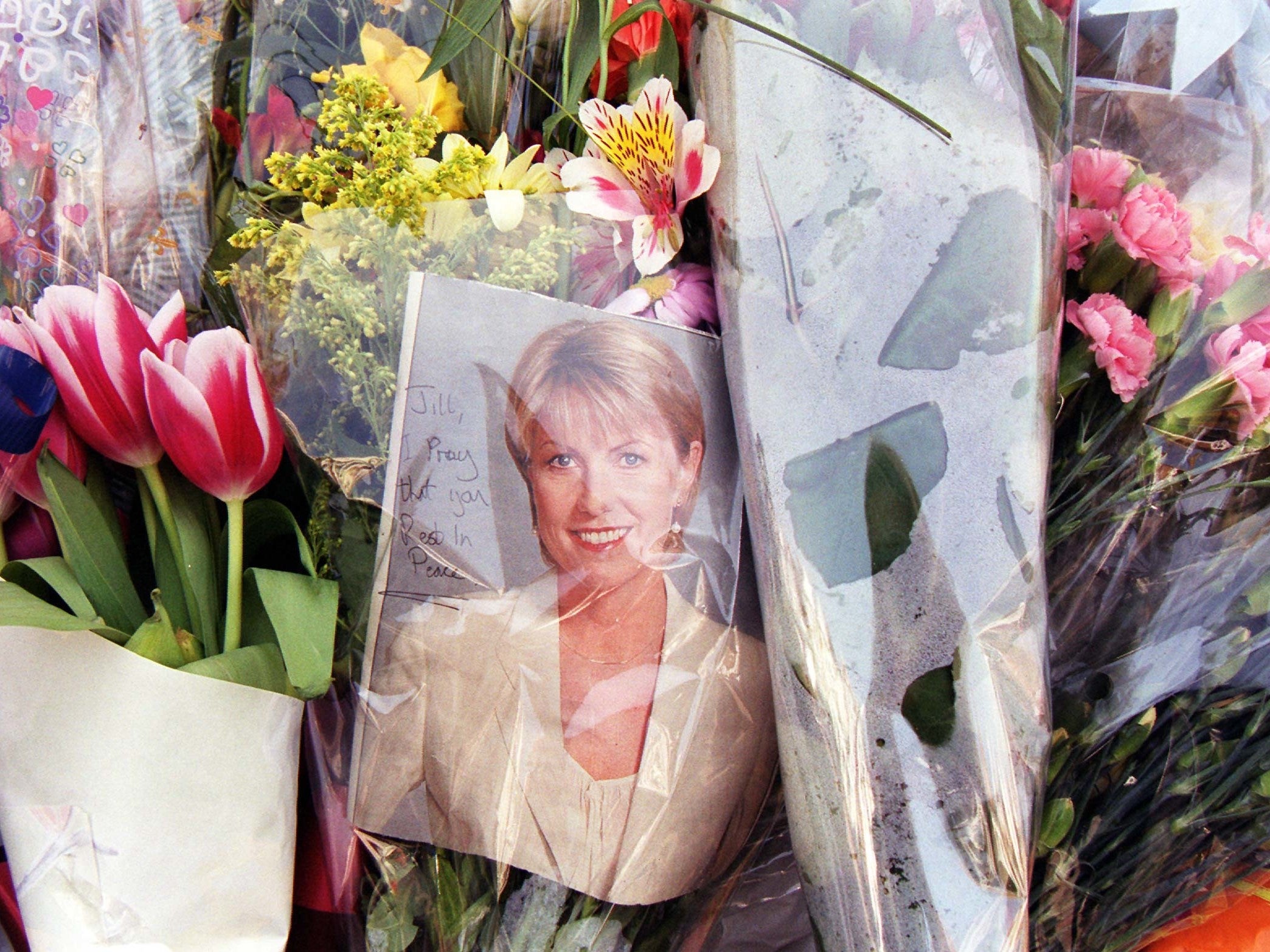 Floral tributes left near Jill Dando's home after her murder