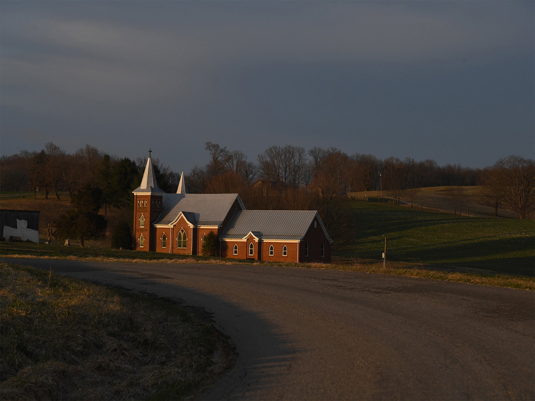 The tree the mob used in Raymond Byrd’s lynching once stood near St Paul Lutheran Church in Wythe County (Matt McClain for Washington Post)