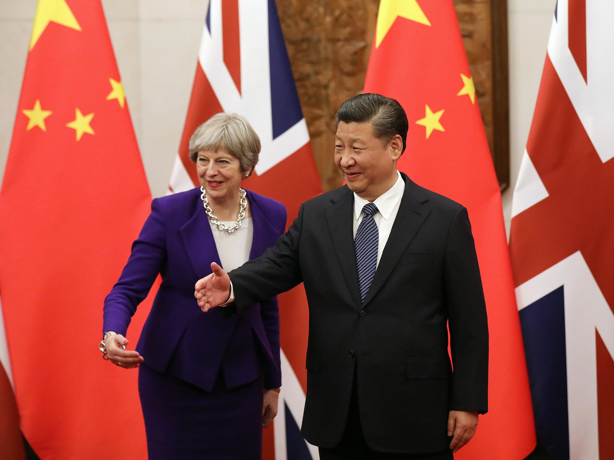 Theresa May met President Xi in February 2018 to forge deeper trade ties after Britain leaves the EU