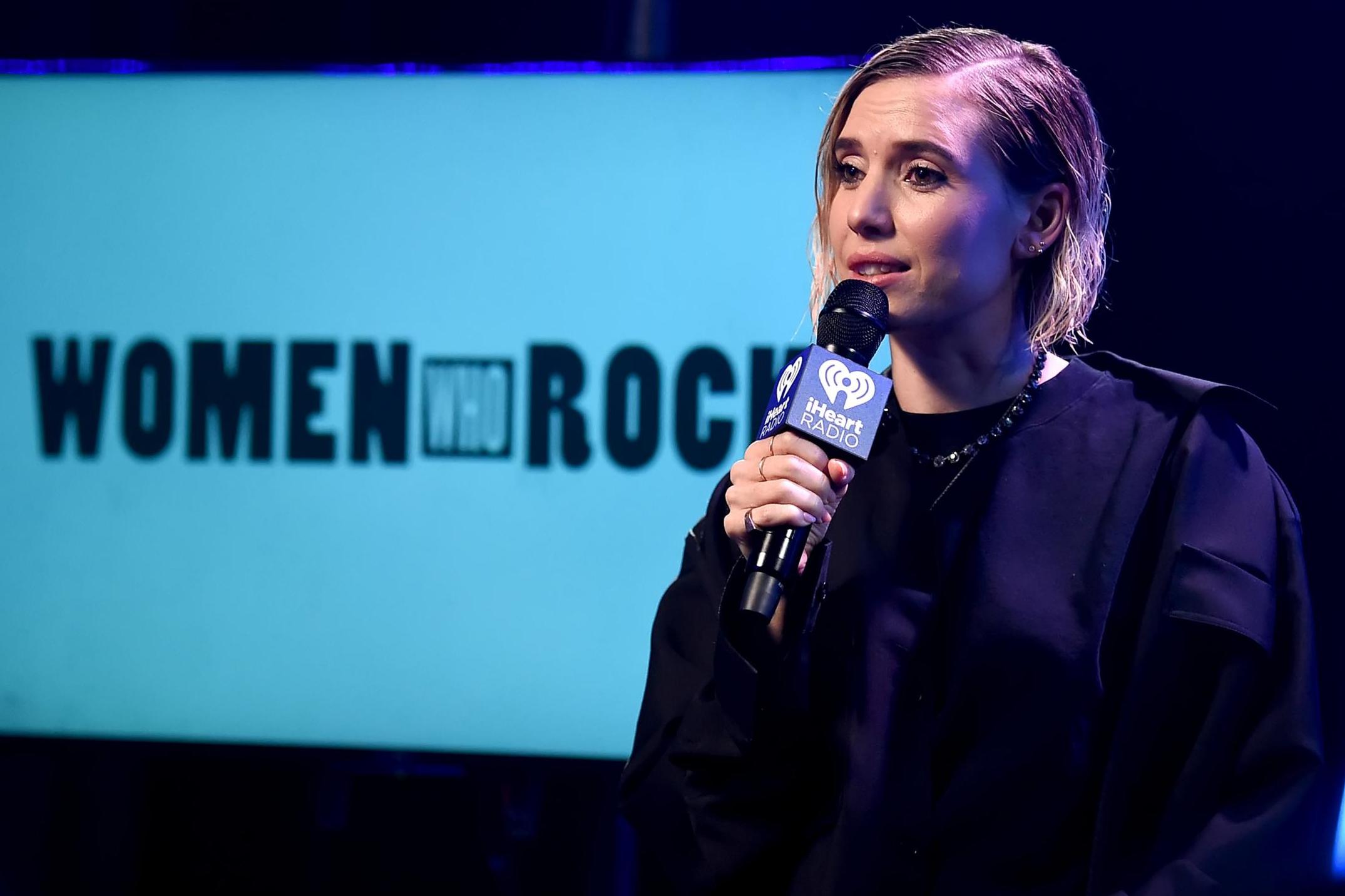 Lykke Li speaks on stage during iHeartRadio Women Who Rock on 8 March, 2019 in Burbank, California.