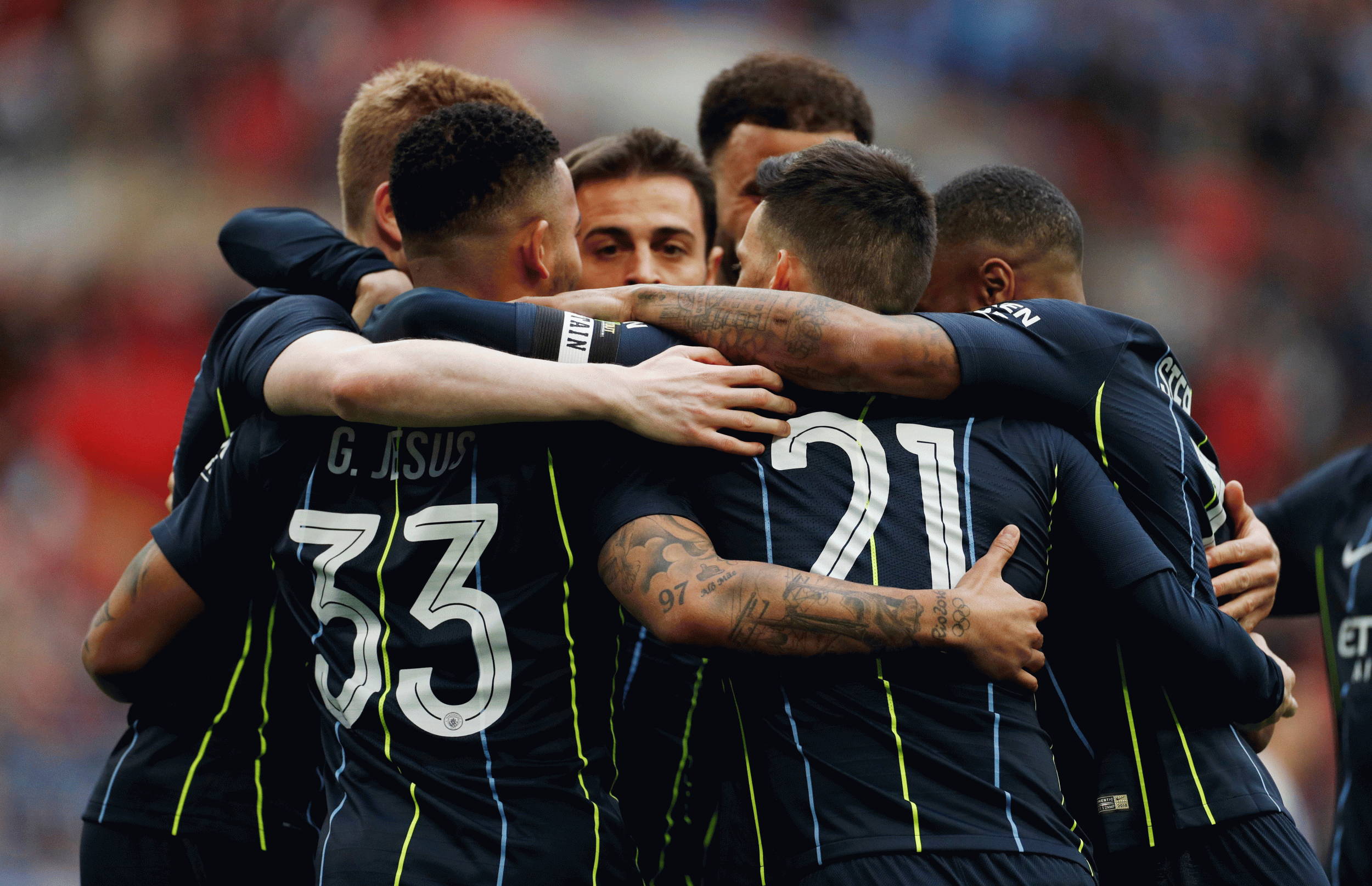 Manchester City celebrate after their early goal