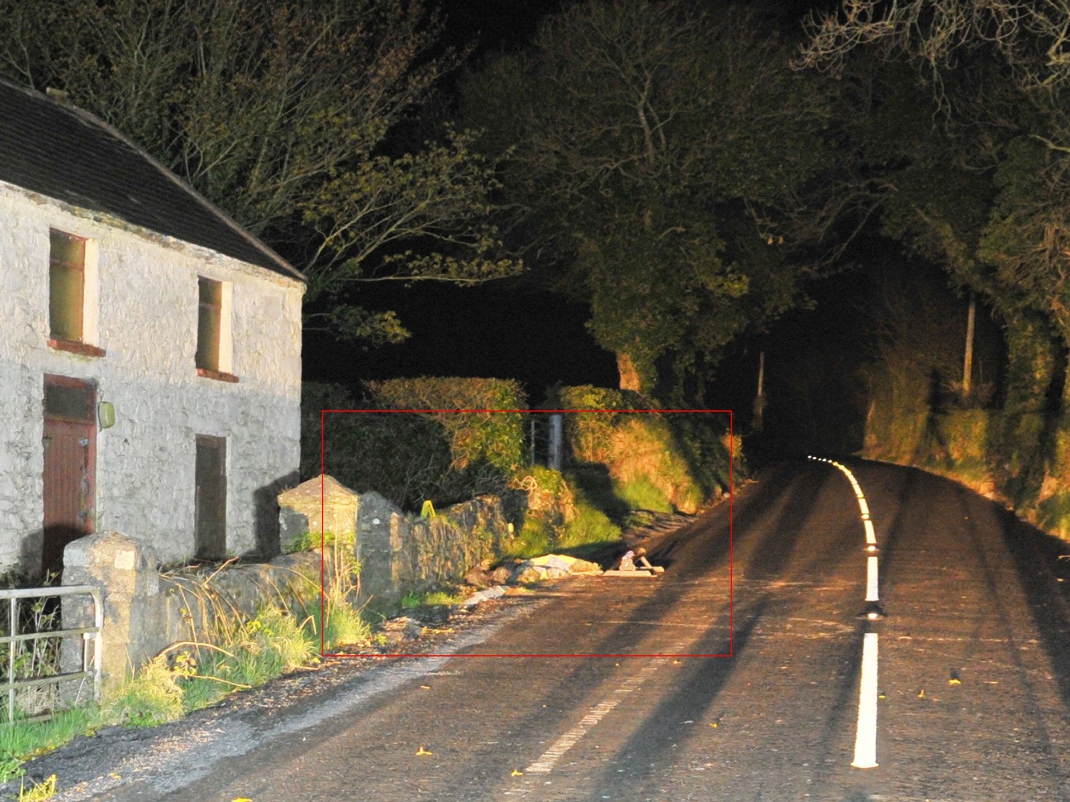 Police photo showing location of mortar tube and command wire