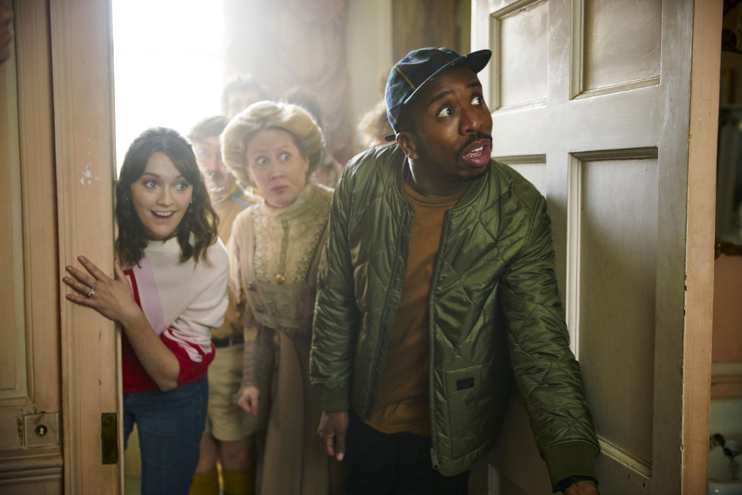 Charlotte Ritchie, Martha Howe-Douglas and Kiell Smith-Bynoe in ‘Ghosts’