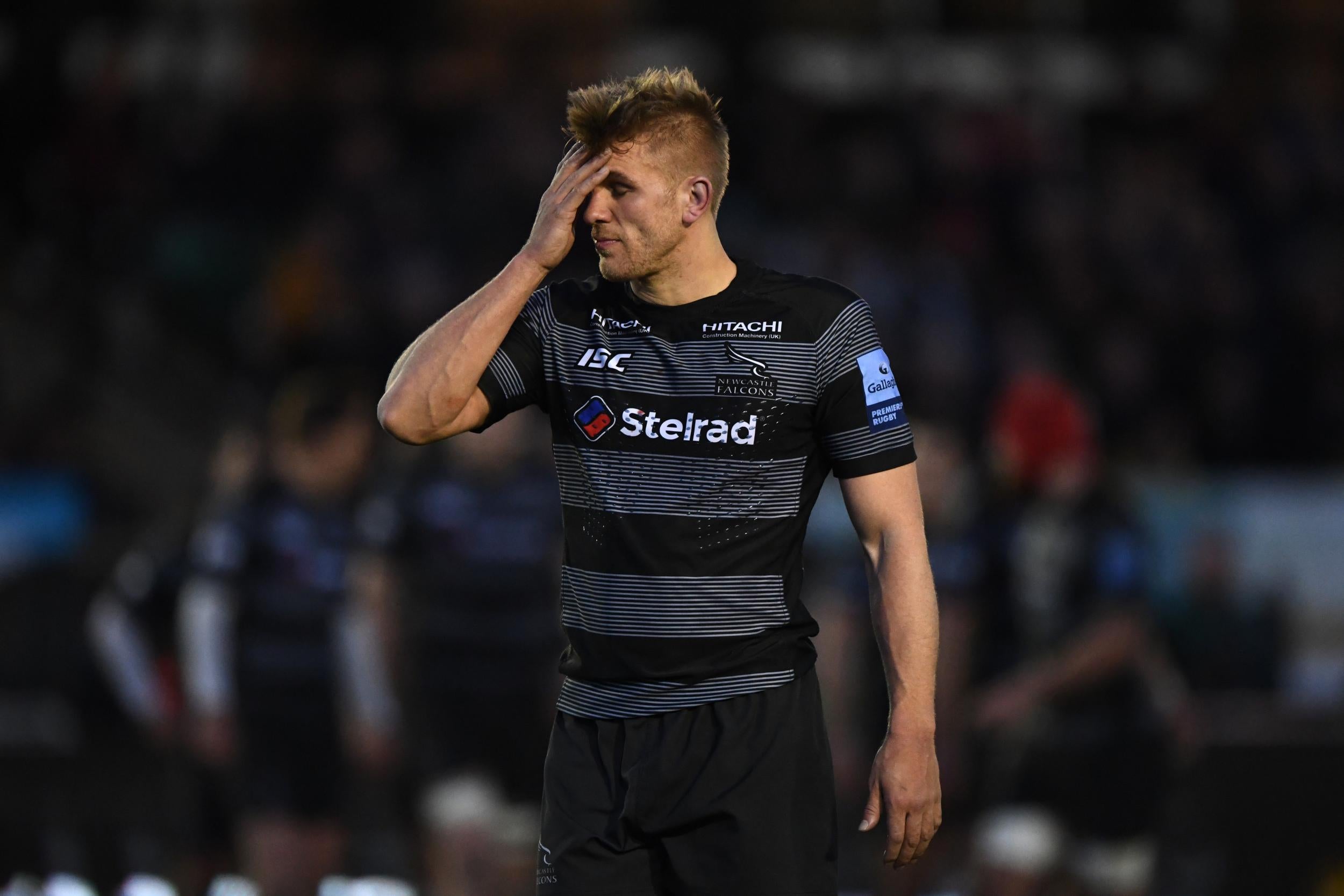 Newcastle's Chris Harris reacts during the game against Leicester