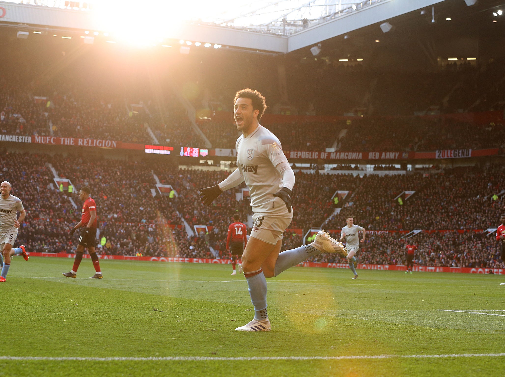 Felipe Anderson celebrates his second-half equaliser