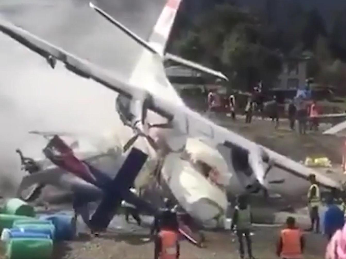 A small Summit Air airplane crashed into a Manang Air helicopter