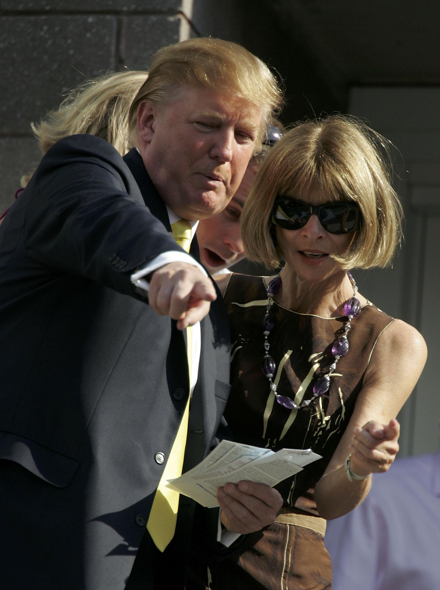 Anna WIntour and Donald Trump at the US Open at the USTA National Tennis Center in Flushing Meadows Corona Park on September 11, 2005