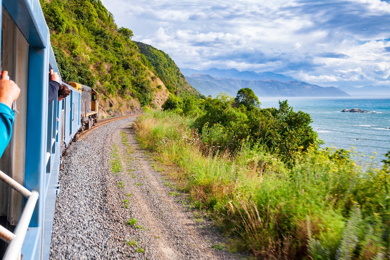 Leaning out of the Coastal Pacific train can be dangerous