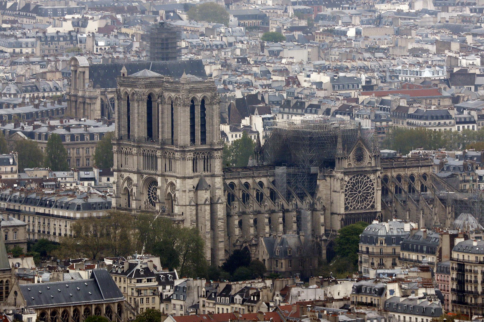 As viewed from the Montparnasse Tower after the fire