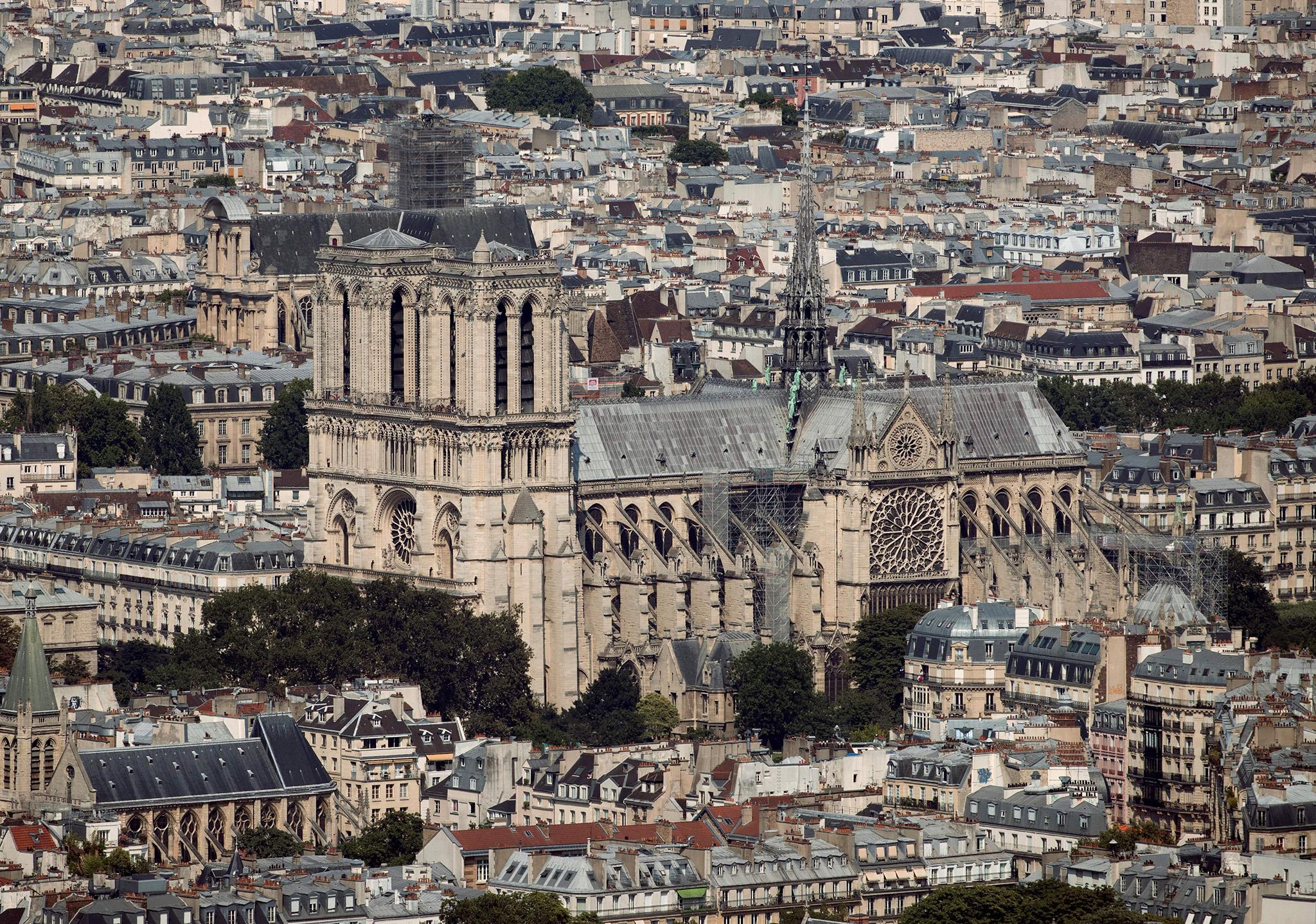 As viewed from the Montparnasse Tower before the fire