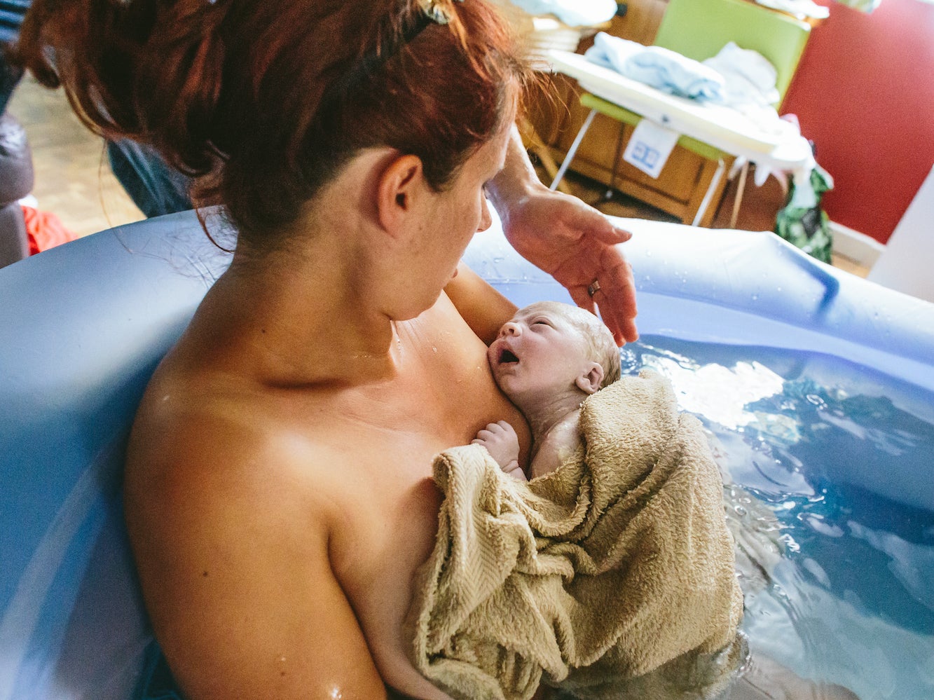 Helen had a birthing pool set up in her living room