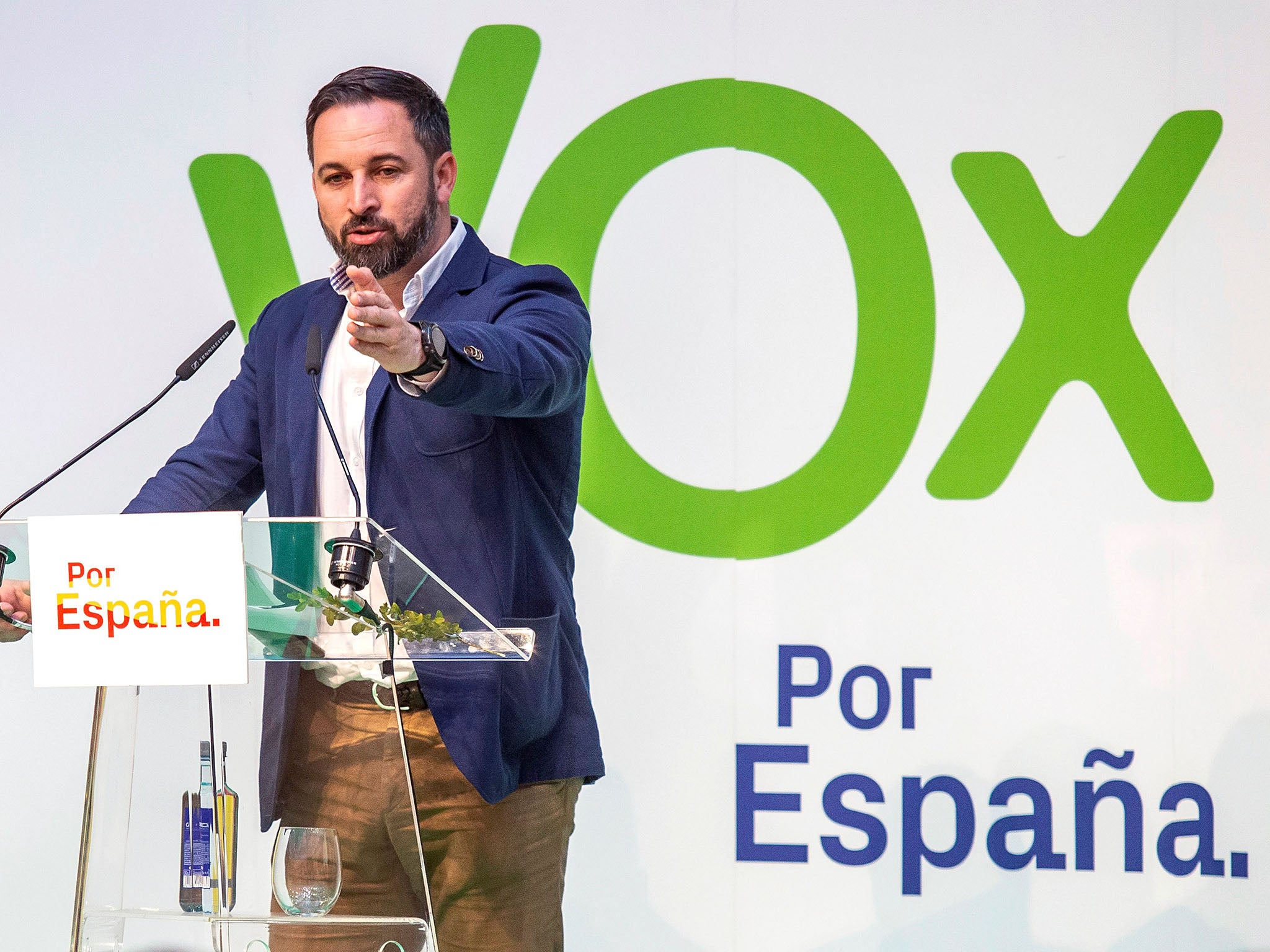 Vox leader Santiago Abascal on the campaign trail