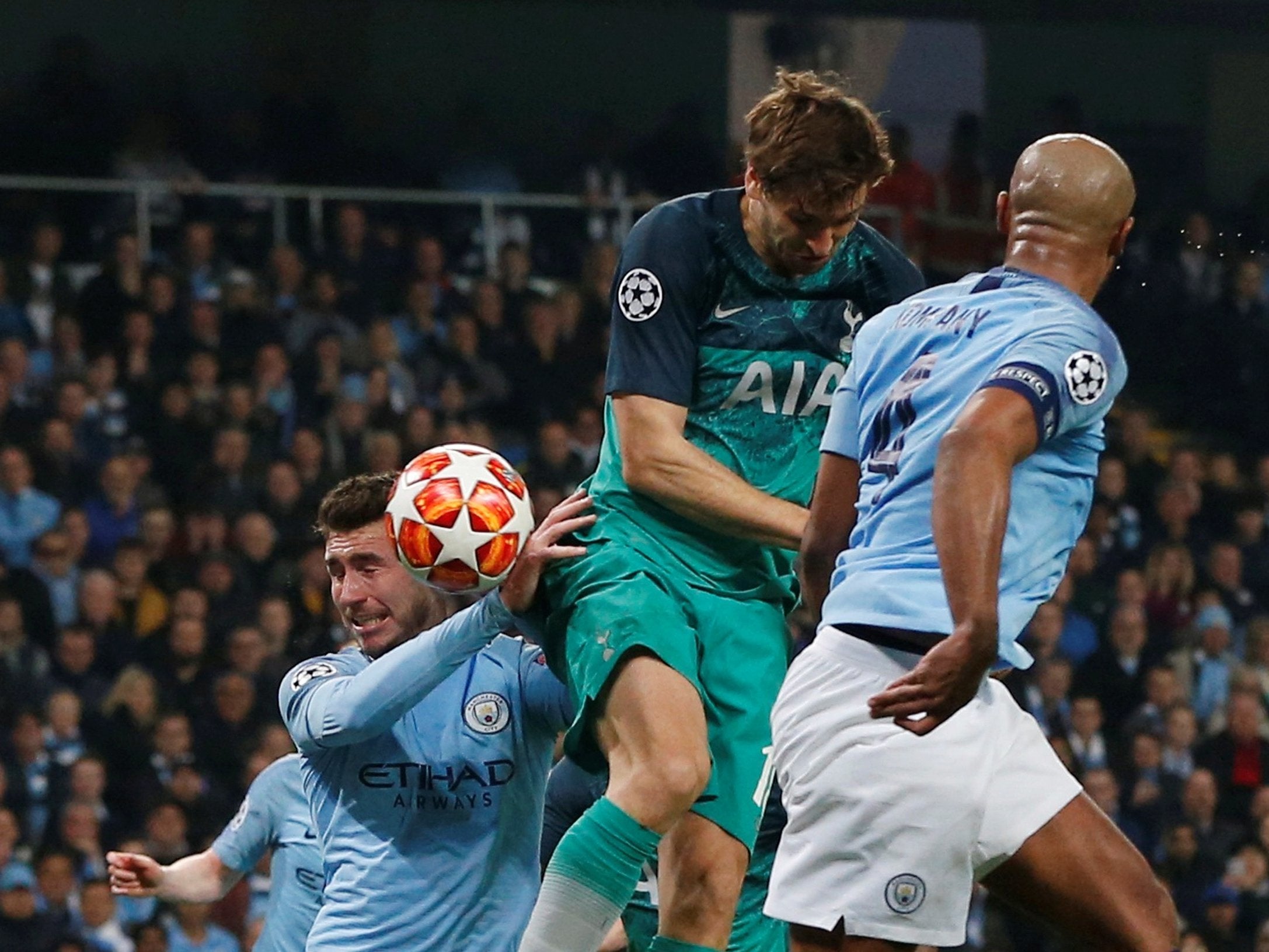 Fernando Llorente’s body sends the ball into the net