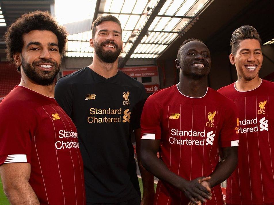 Liverpool players pictured in the club's new kit