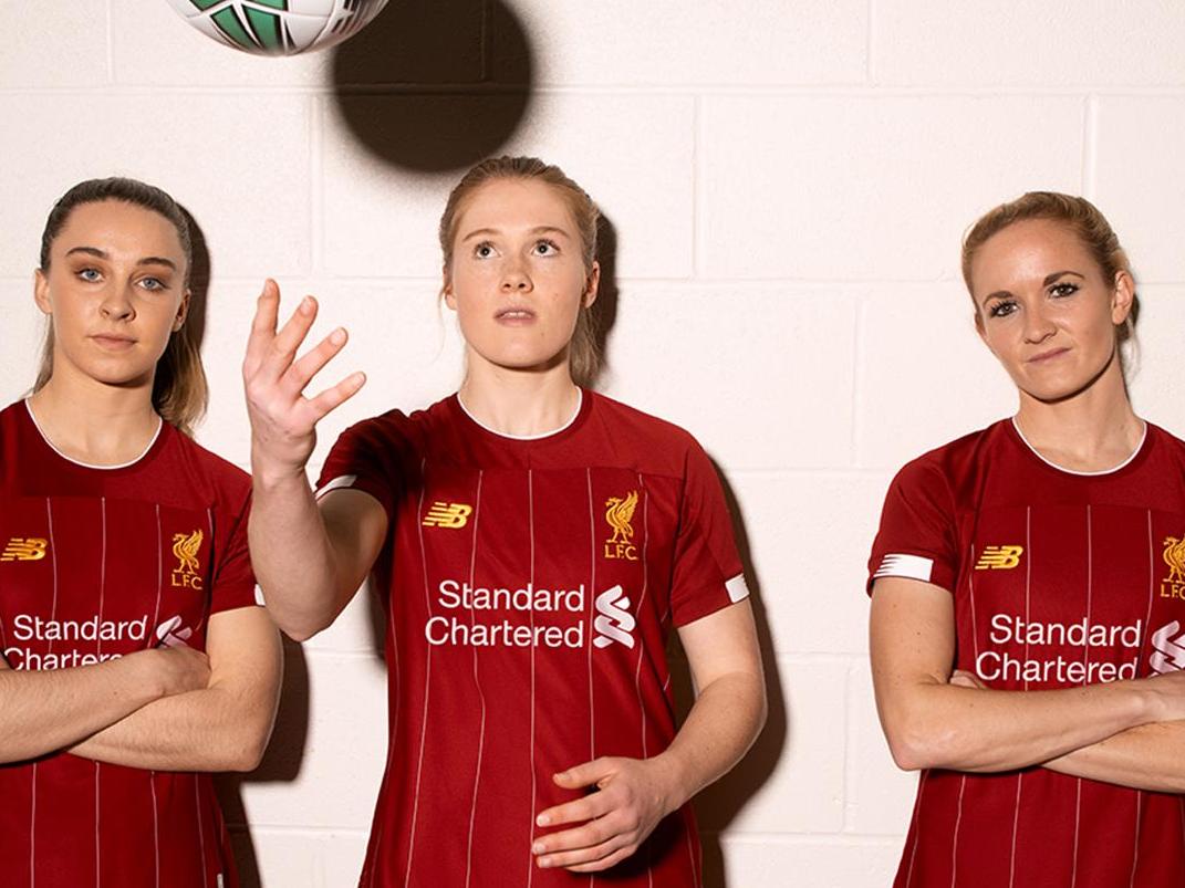 Liverpool Women players pictured in the new kit