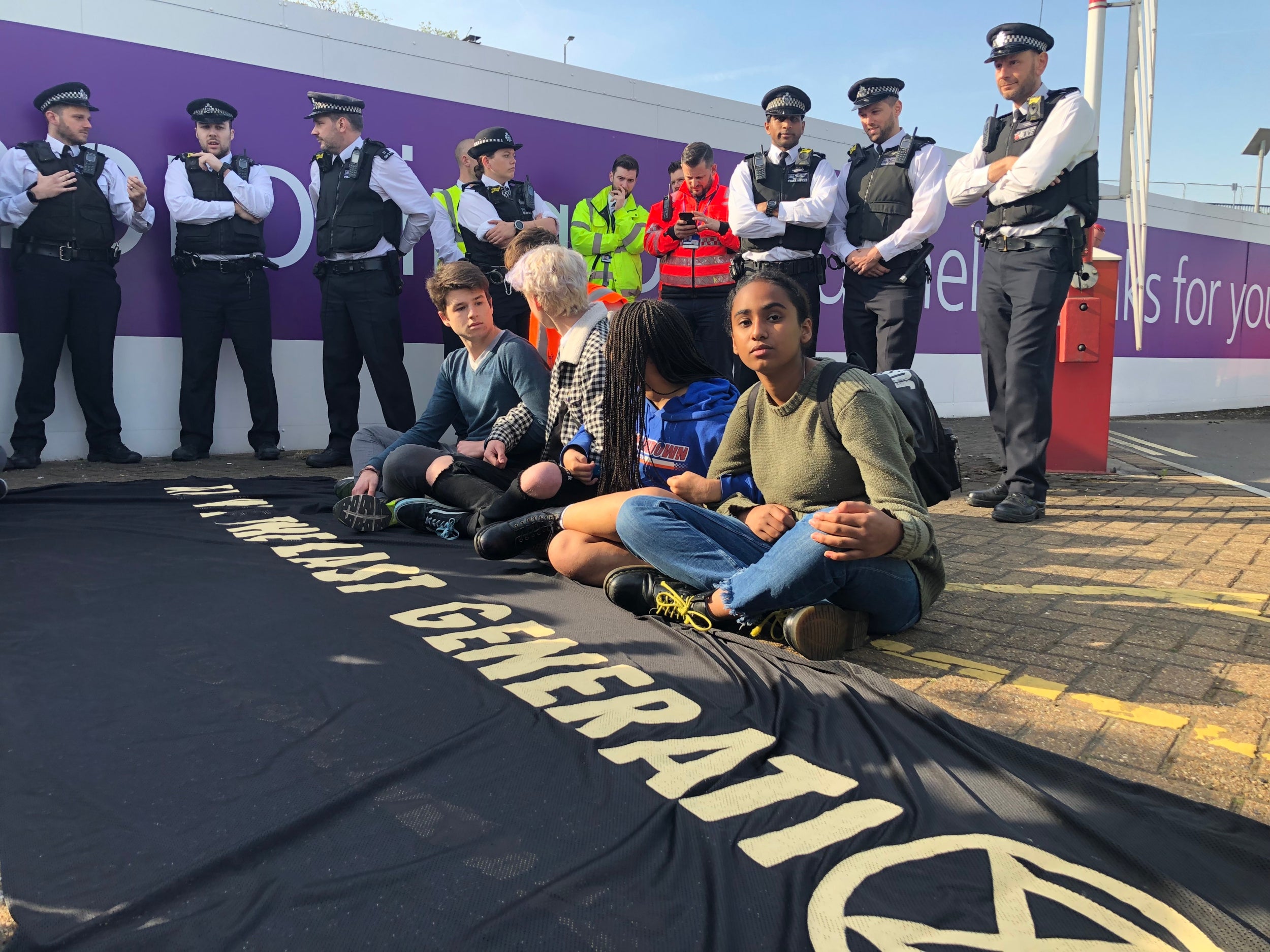 Police surround the protesters