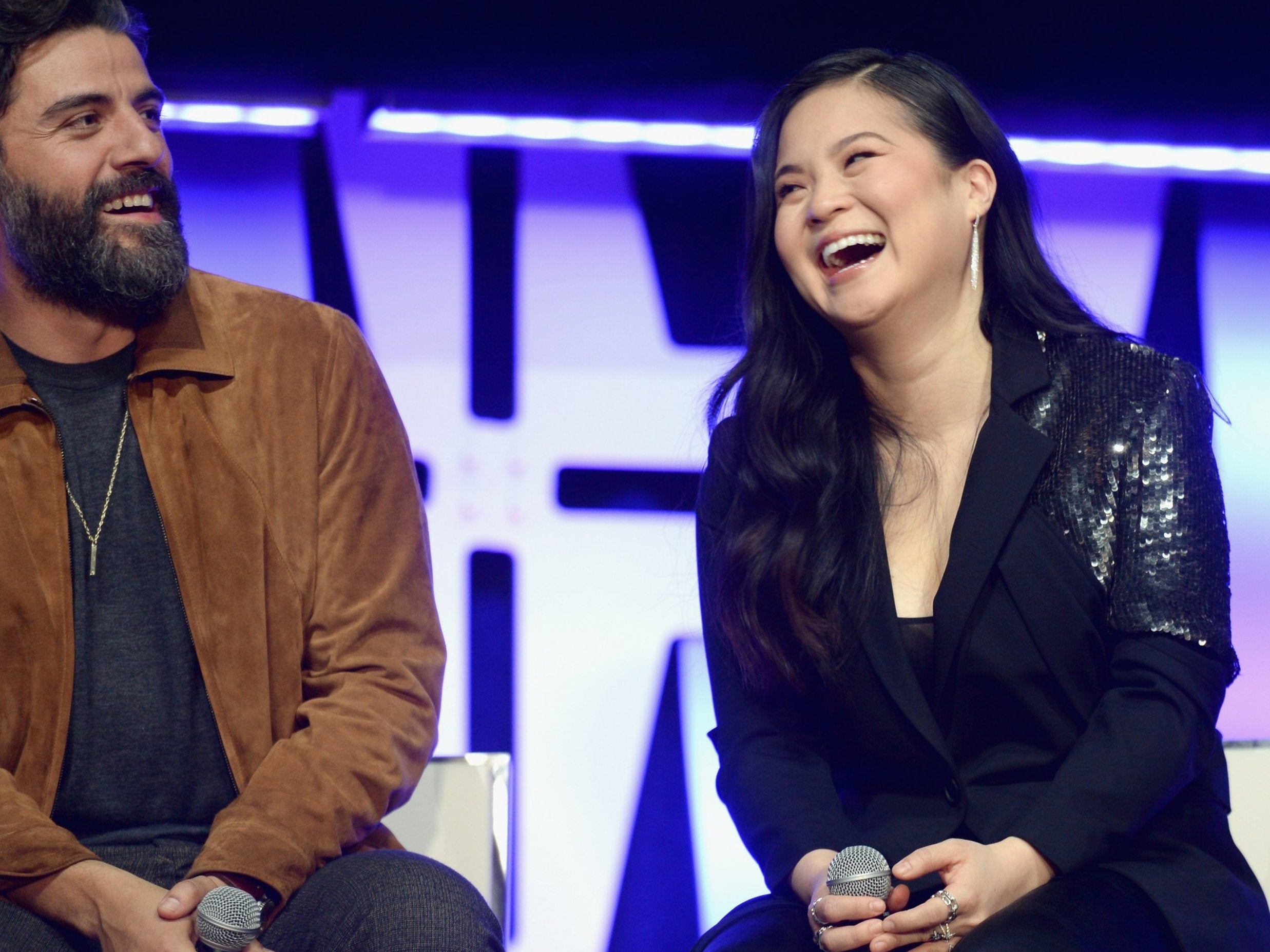 ‘The Rise of Skywalker’ stars Oscar Isaac and Kelly Marie Tran share a laugh at the convention