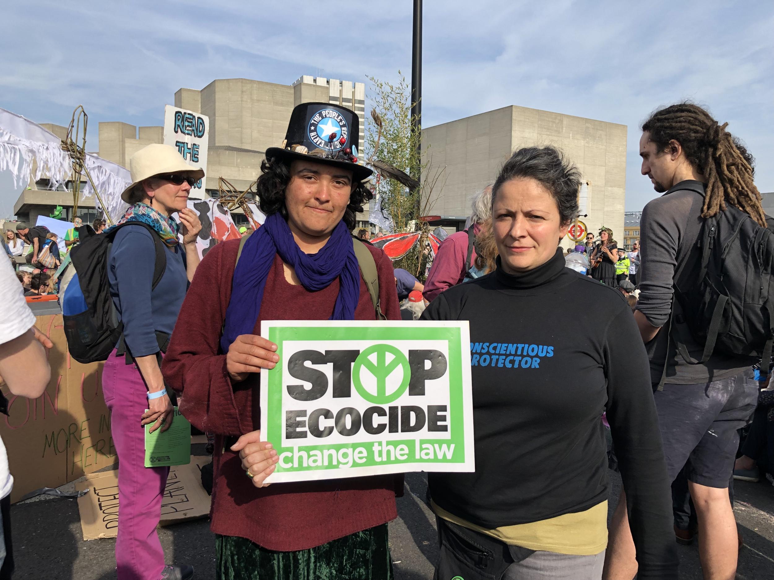 Narjuss Seffar and Katarina Hasapopoulos, who took part in the Waterloo Bridge protest