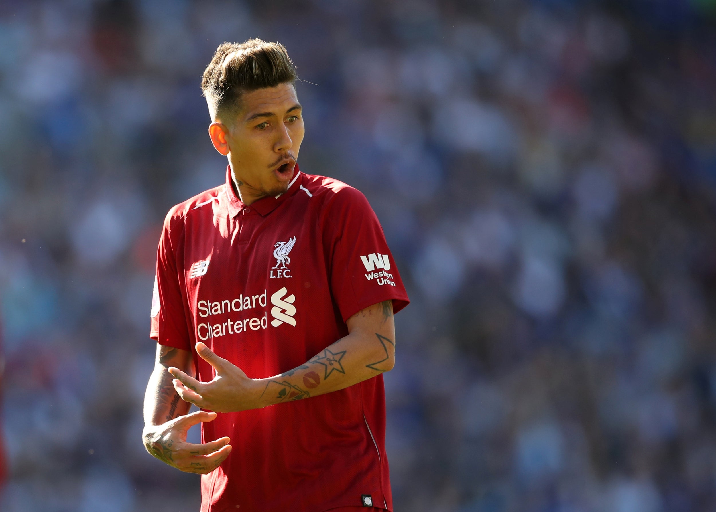 Firmino missed a brilliant chance to ease Liverpool's nerves early on in the game