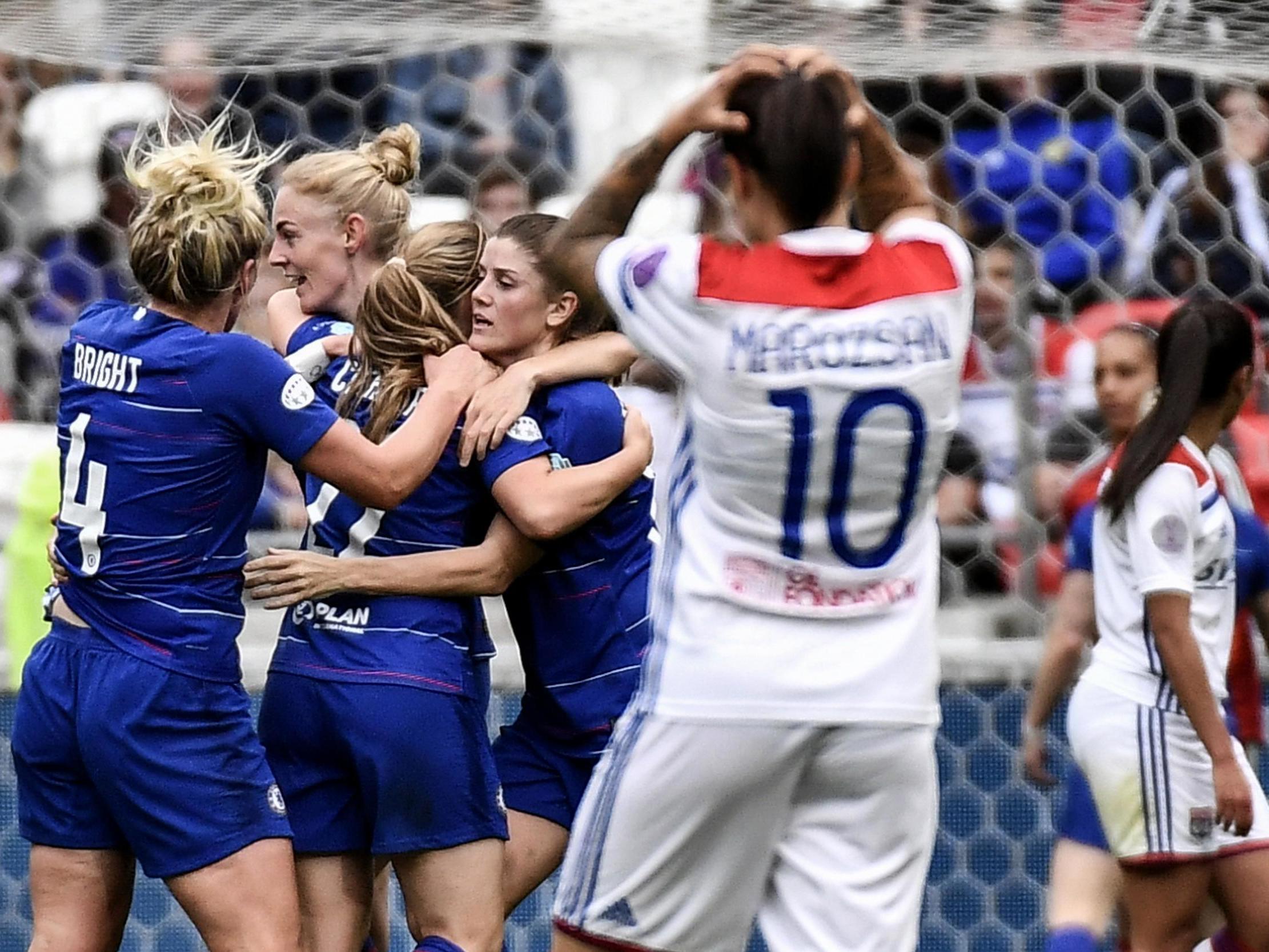 Erin Cuthbert celebrates after scoring for Chelsea