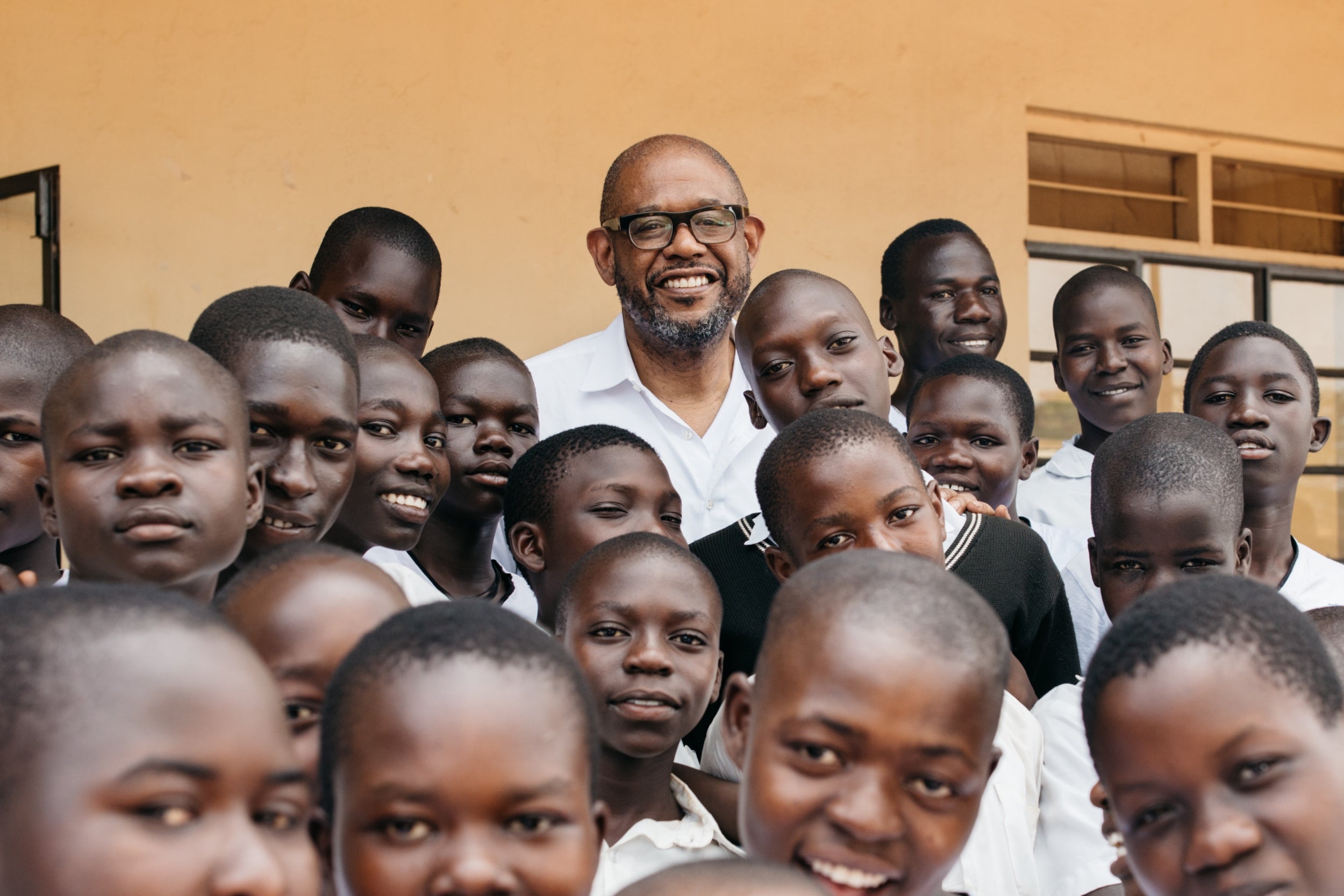 Forest Whitaker attends a school in Gulu, Northern Uganda