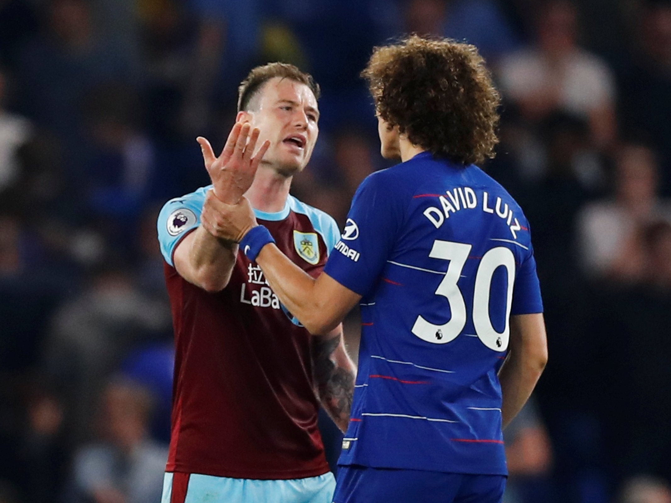 Luiz was unhappy with Burnley's tactics