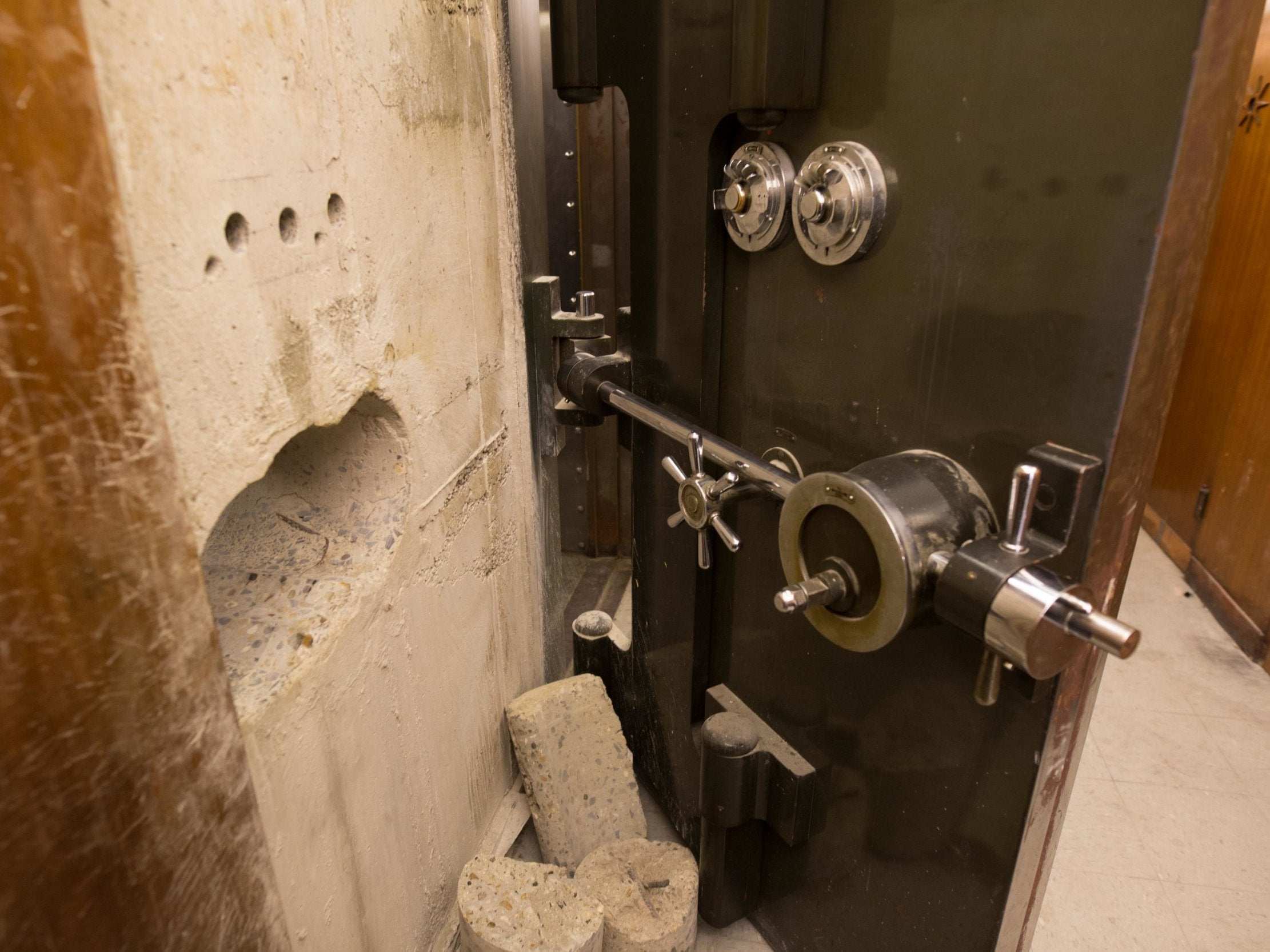 The holes drilled to gain access to the Hatton Garden Safe Deposit