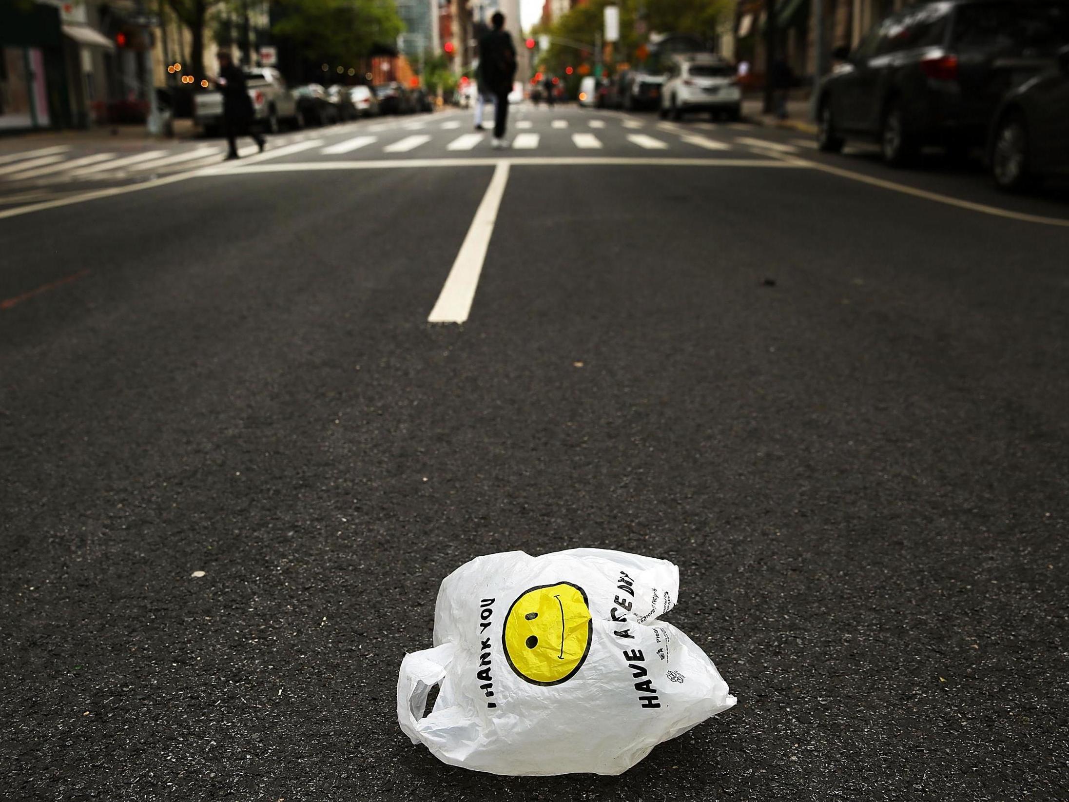Most plastic bags are banned in New York, however, the people of the city will be charged a five cent tax for use of paper substitutes.