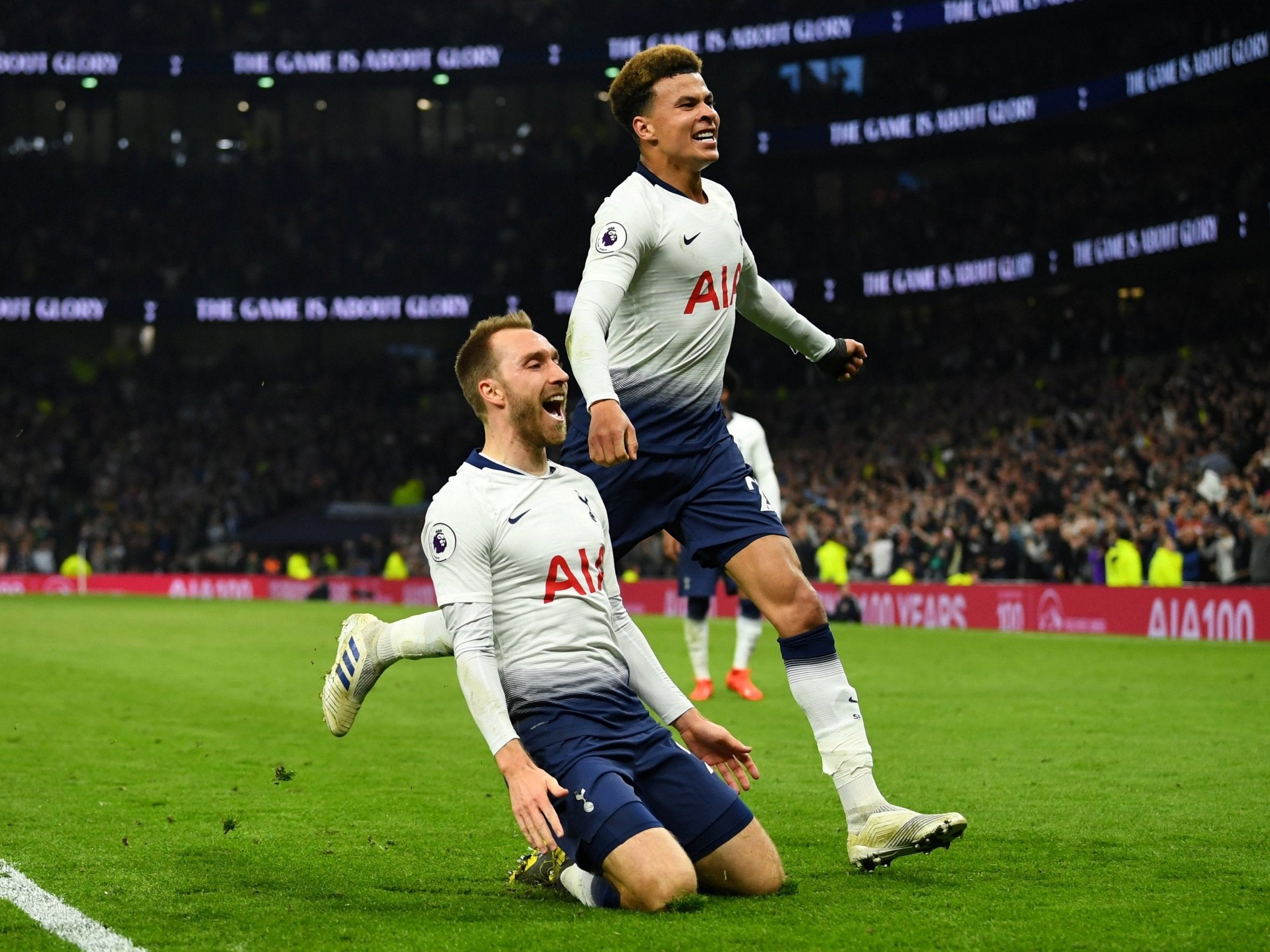 Eriksen celebrates scoring the late winner