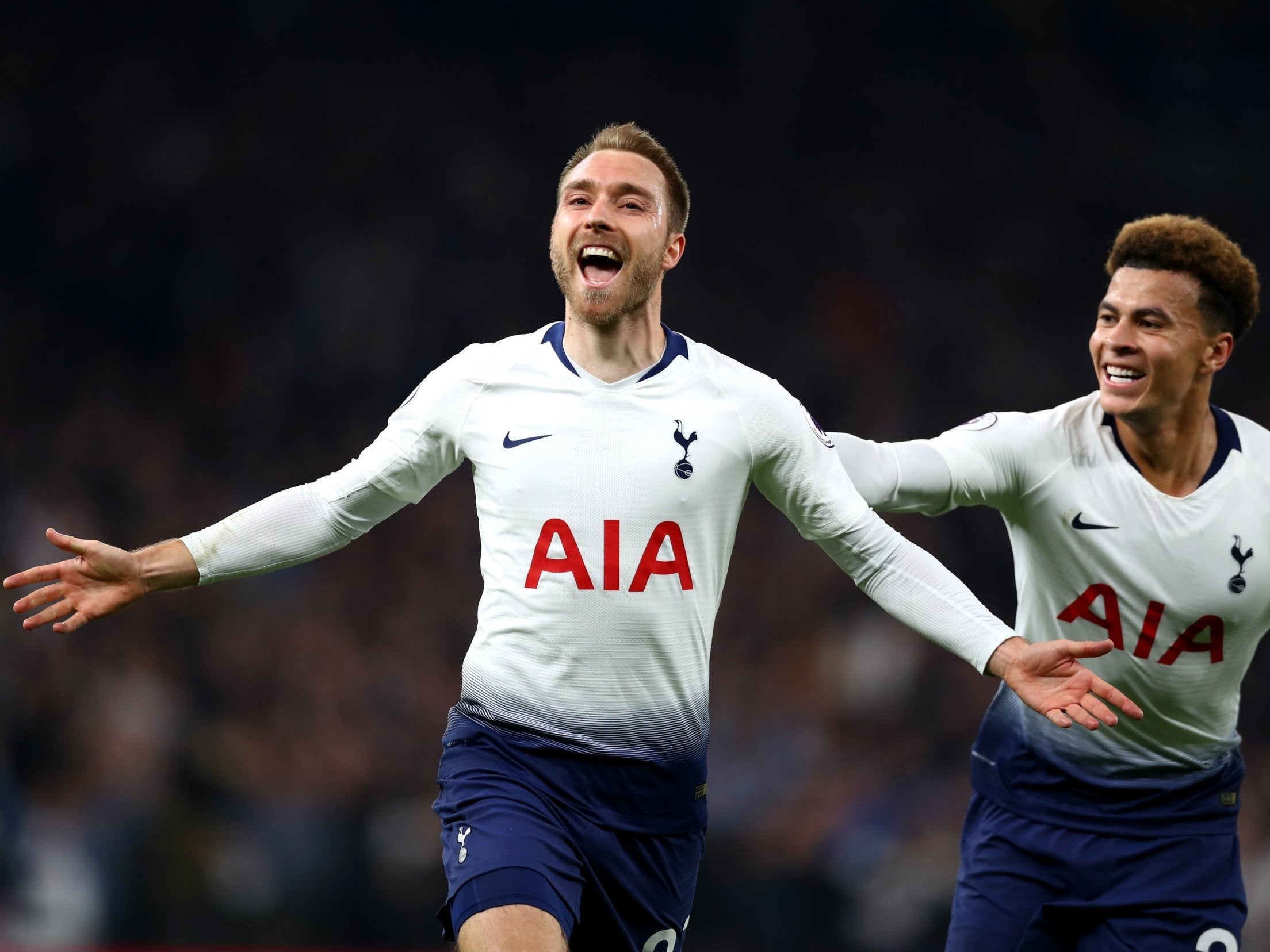 Eriksen celebrates scoring the late winner