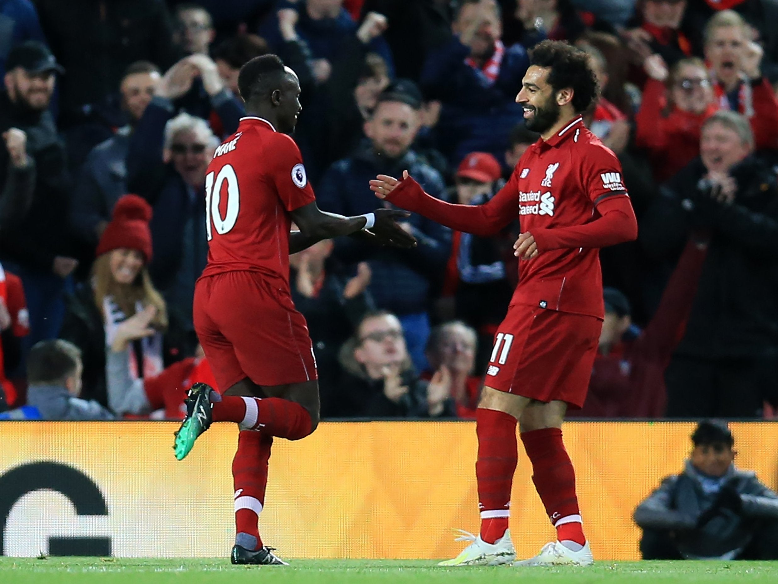 Salah and Mane celebrate