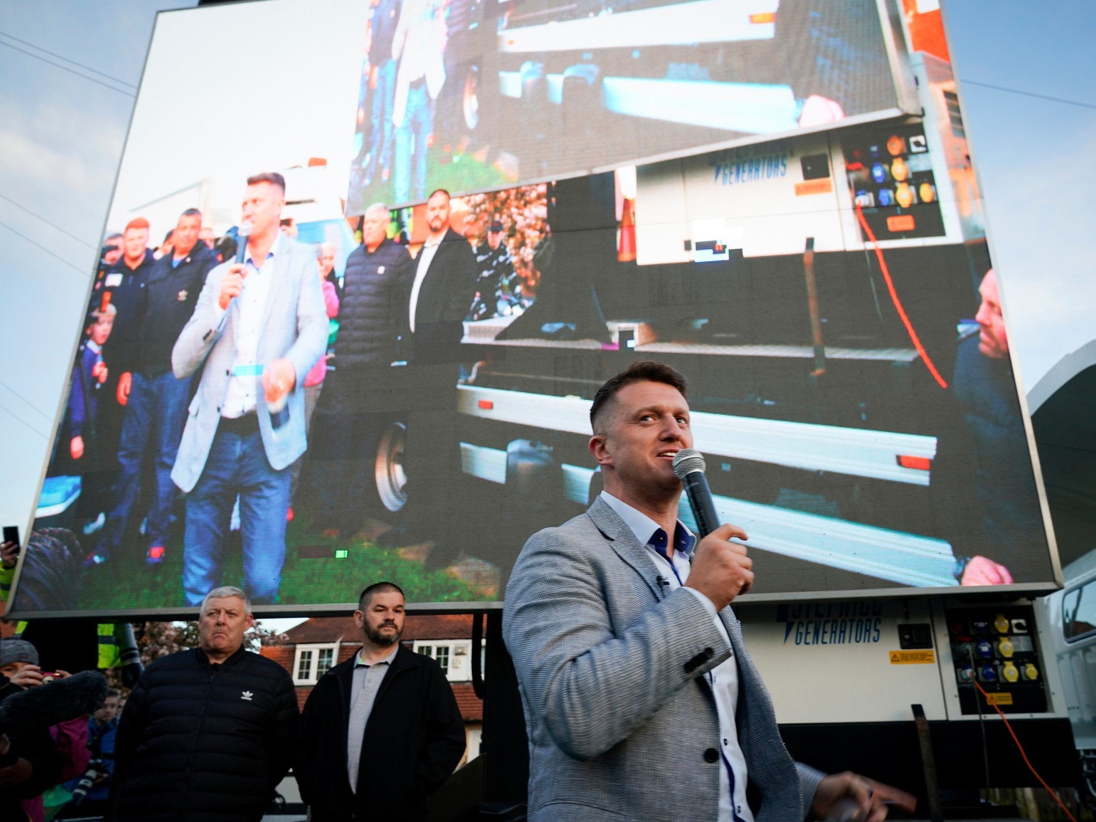 Tommy Robinson launching his European elections campaign in Wythenshawe