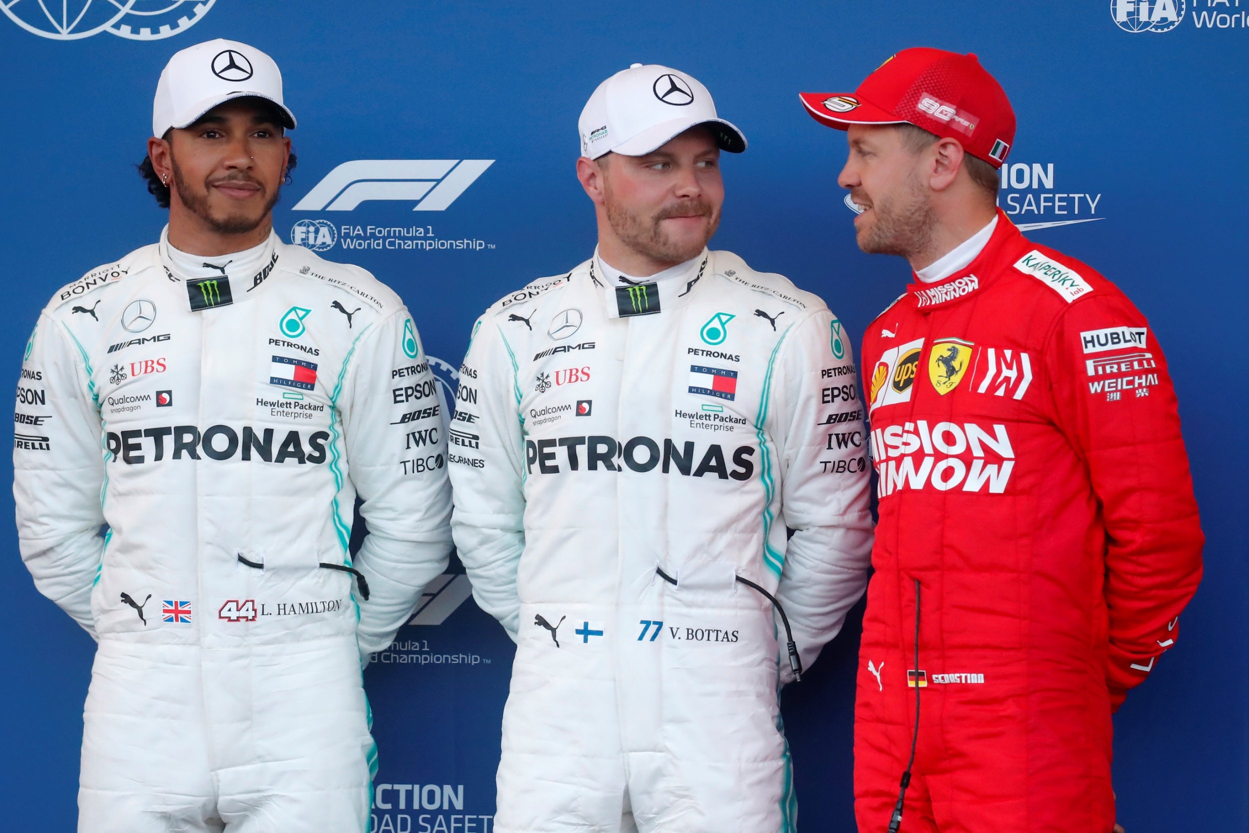 Bottas took pole position ahead of Hamilton and Vettel (Reuters)