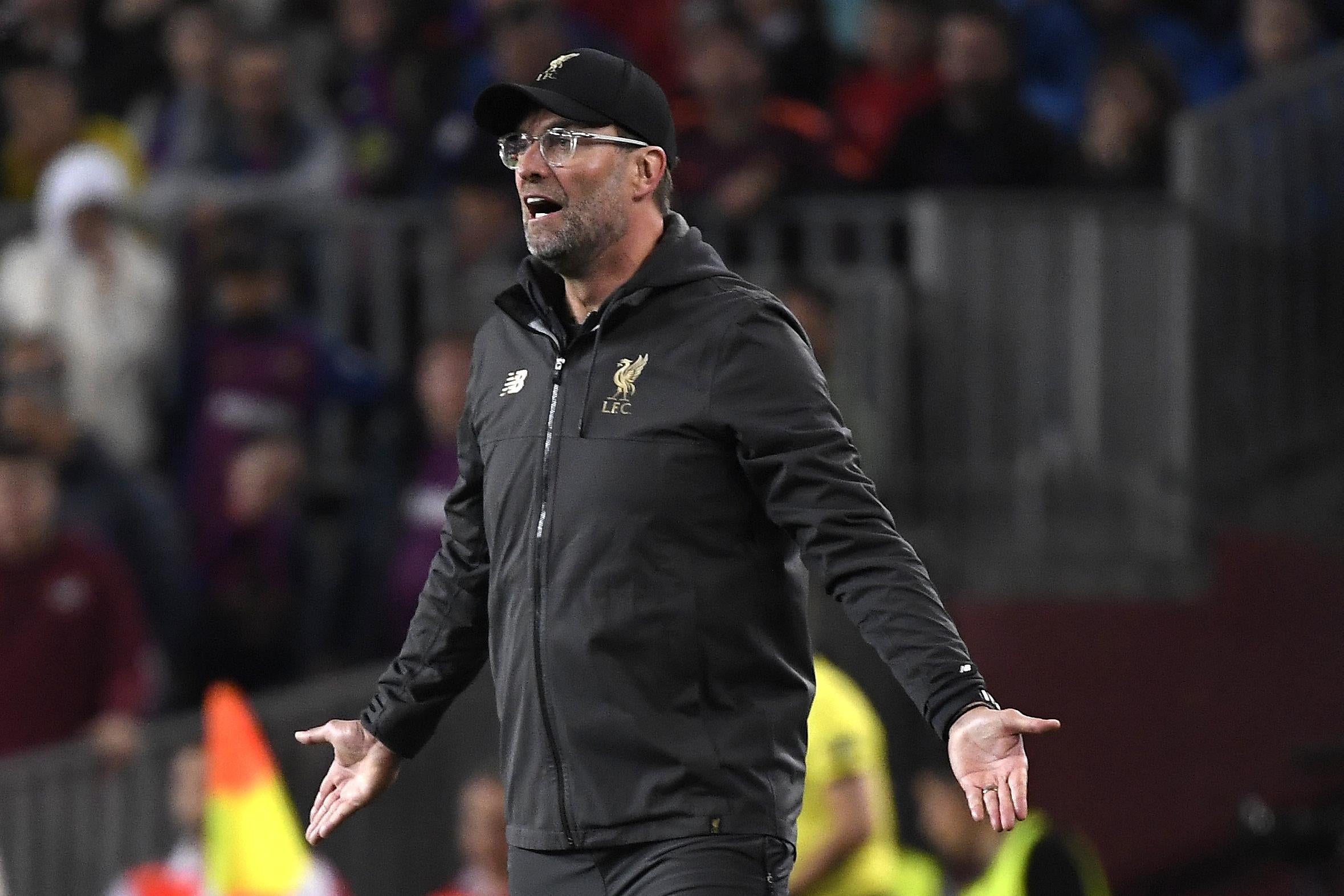 Jurgen Klopp on the touchline at the Camp Nou