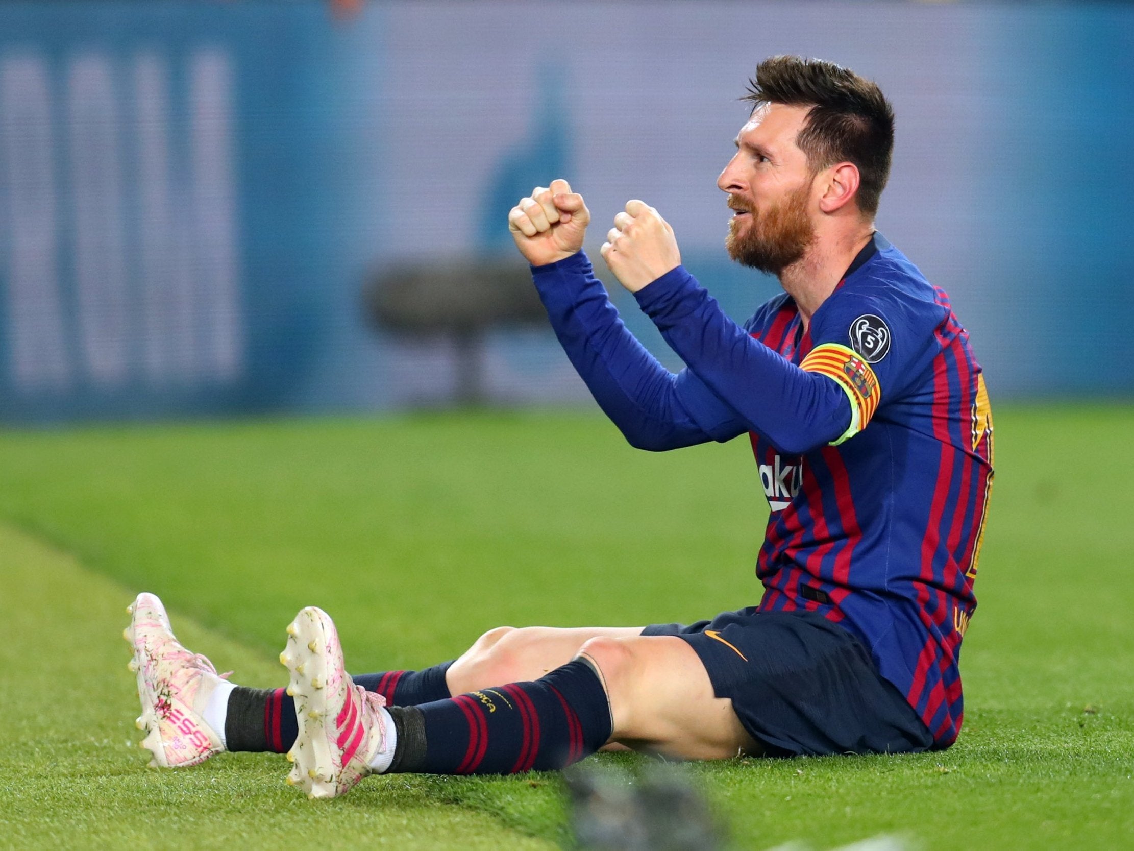 Lionel Messi of Barcelona celebrates after scoring his free-kick (Getty)