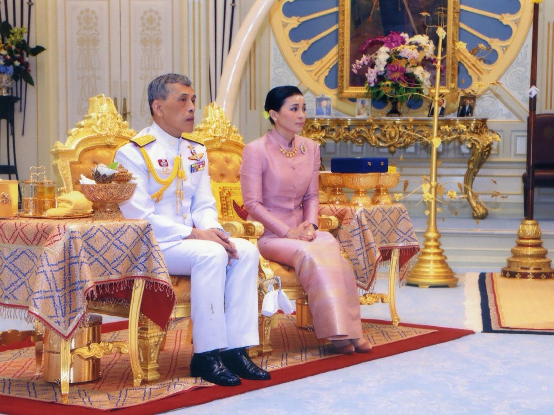 King Maha Vajiralongkorn and Queen Suthida during their wedding ceremony in Bangkok (AFP/Getty)