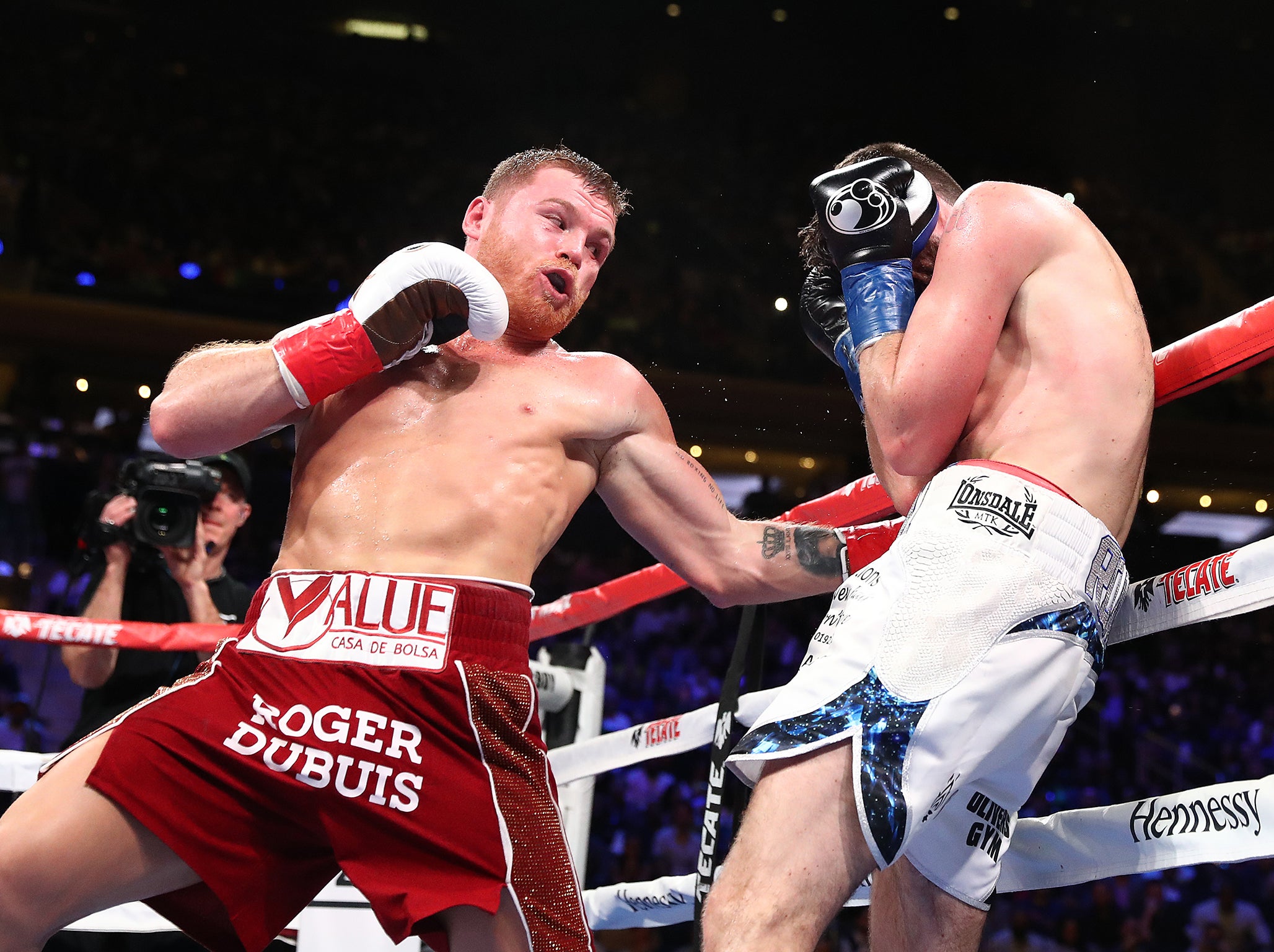 Canelo destroying Rocky Fielding last time out