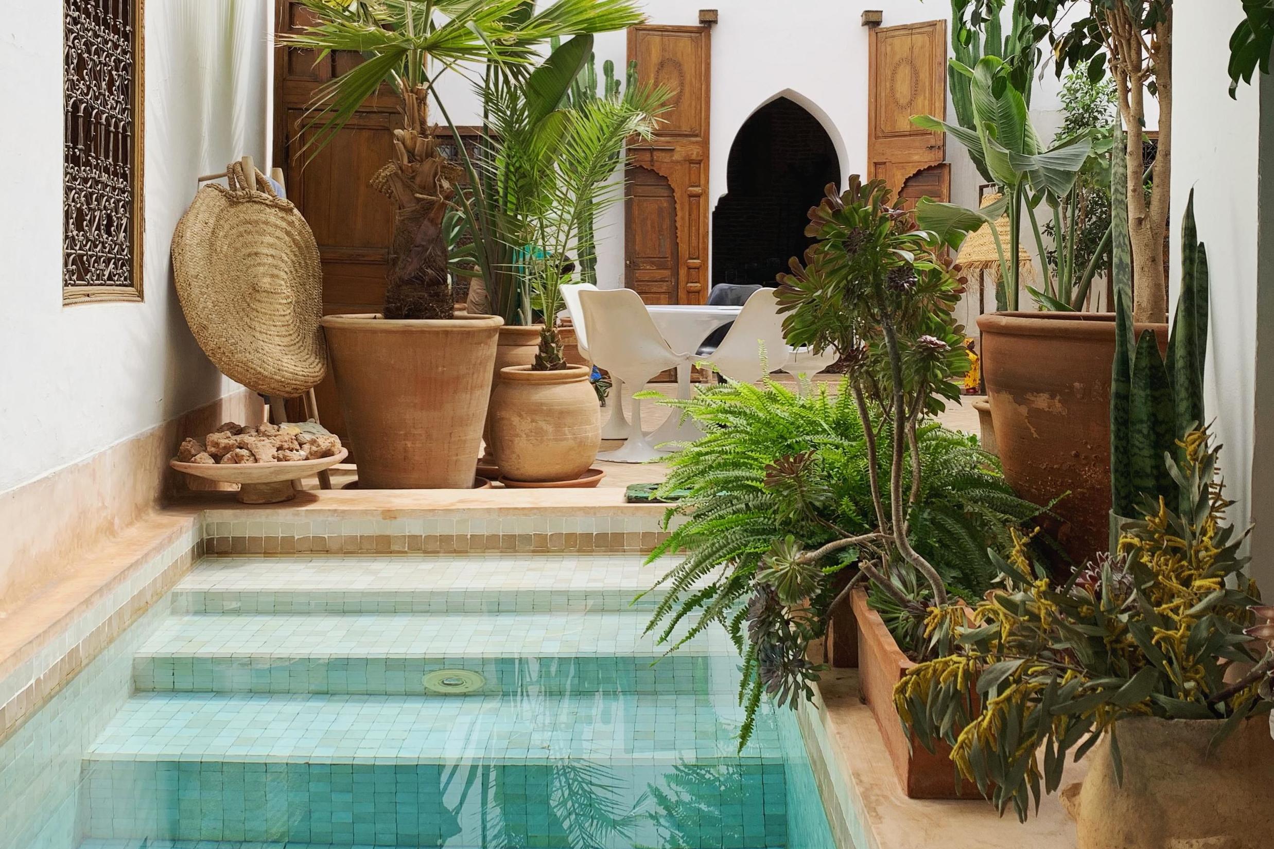 A cool and calming colour palatte characterises Riad UP