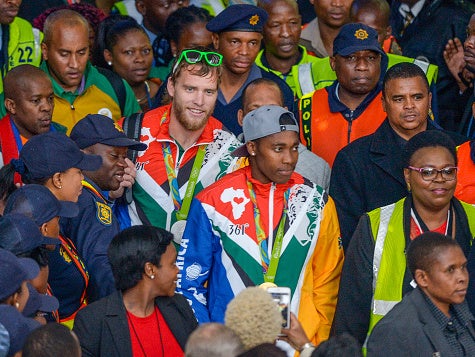 Semenya returns to a welcoming ceremony in South Africa after the 2016 Olympics