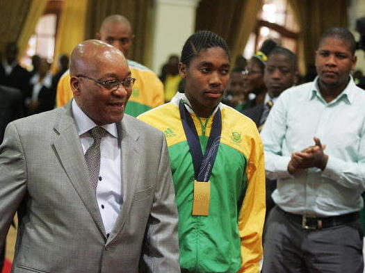 Caster Semenya and then president of South Africa in 2009 after victory at the World Championships