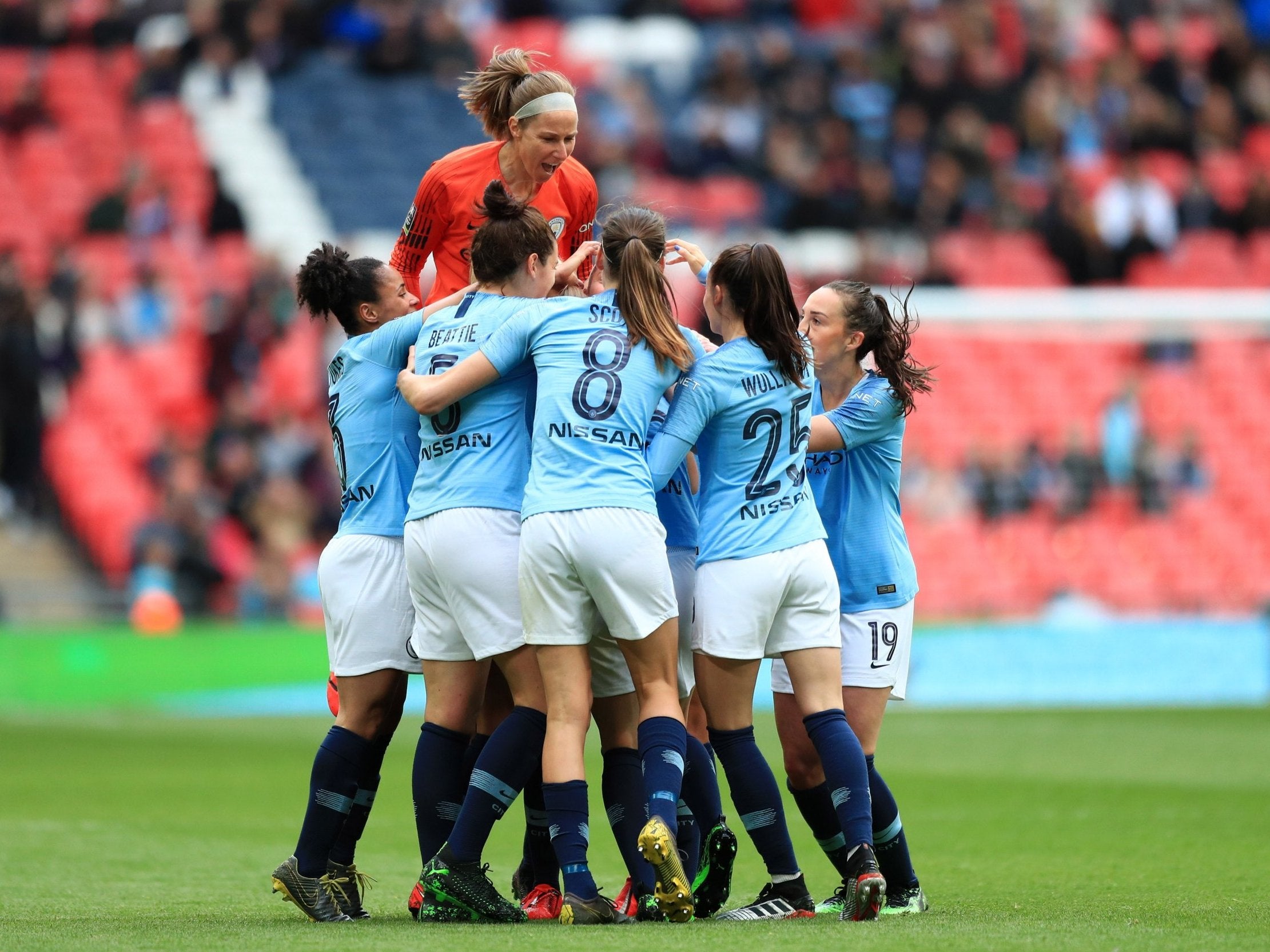 Keira Walsh celebrates scoring the opening goal