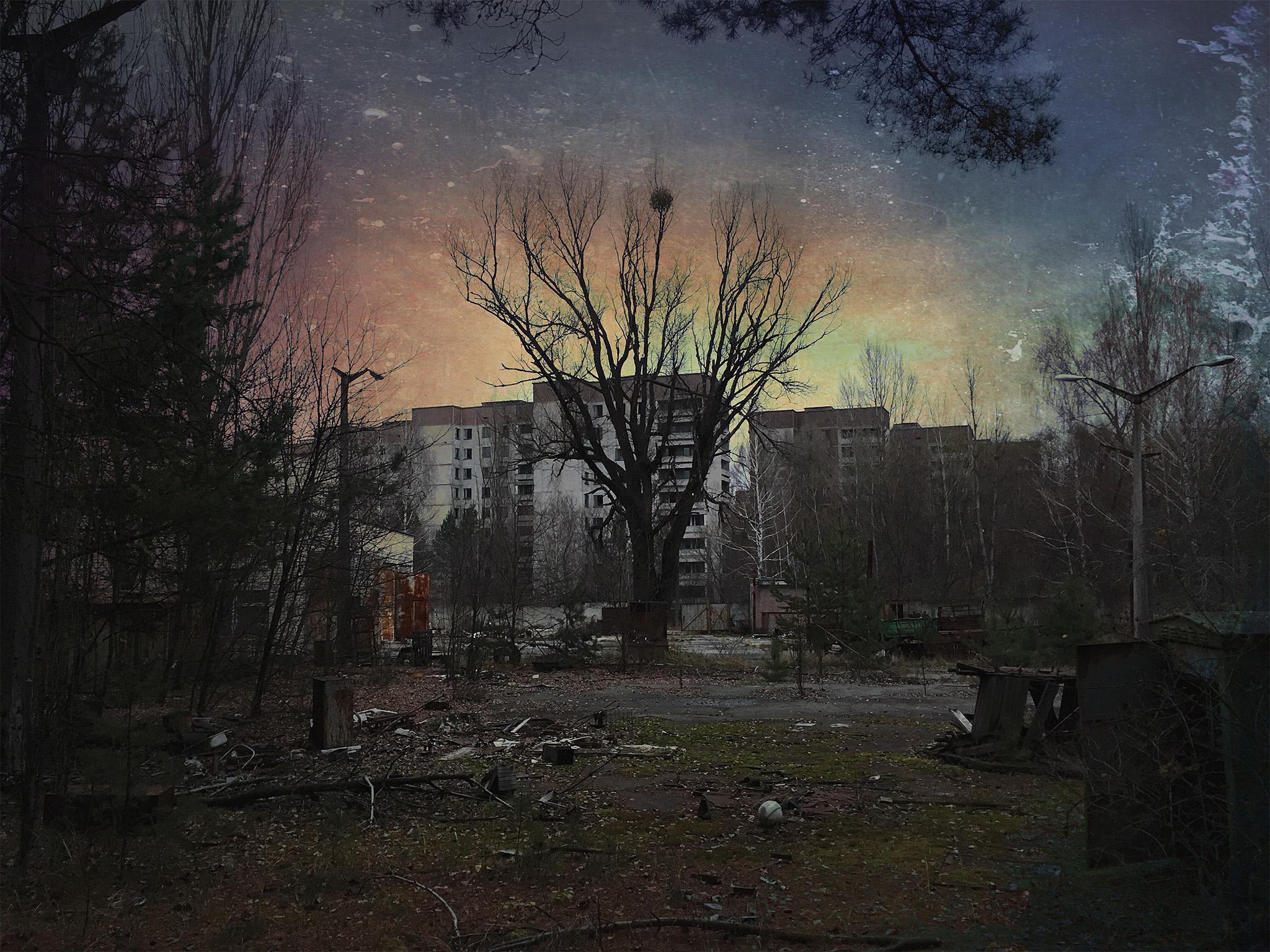 Evening in the ghost town of Pripyat