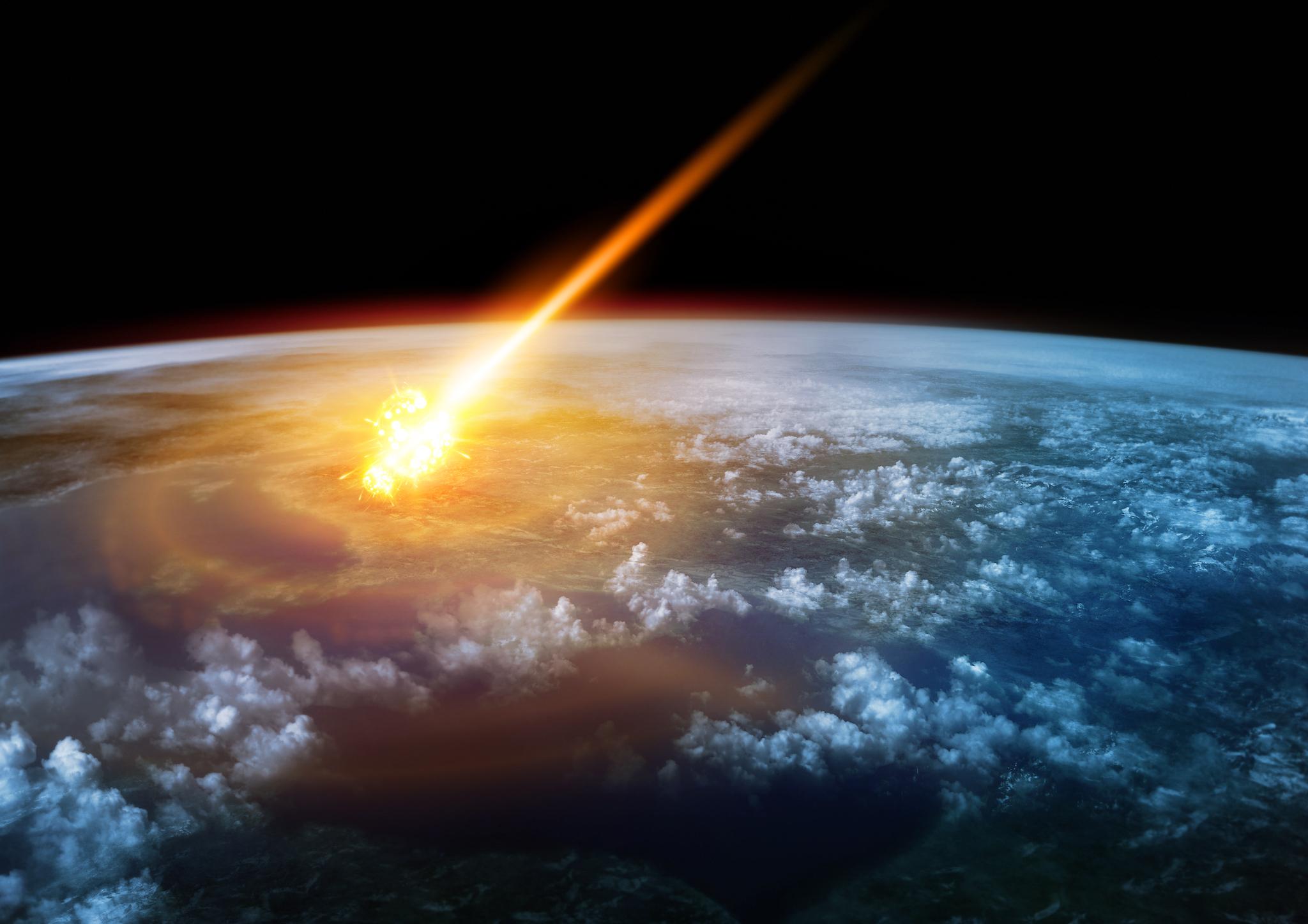 A meteor glowing as it enters the Earth's atmosphere