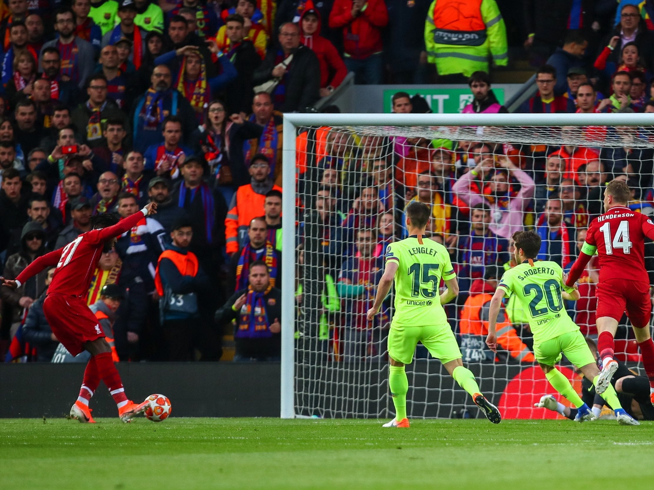 Origi taps into an empty net at Anfield