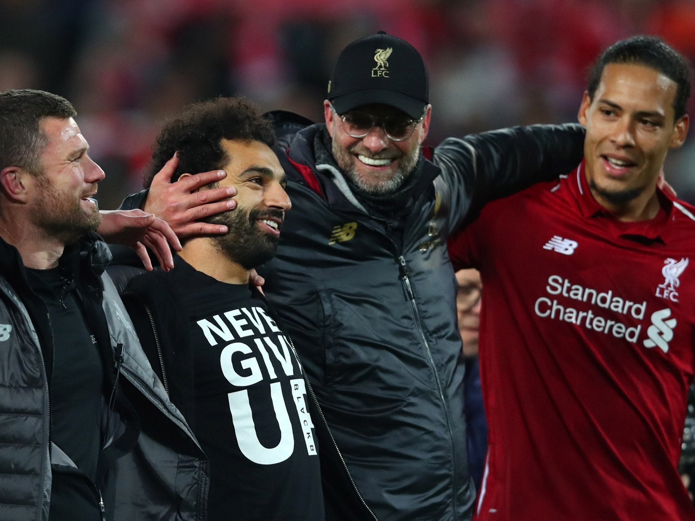 Klopp joins his players to celebrate