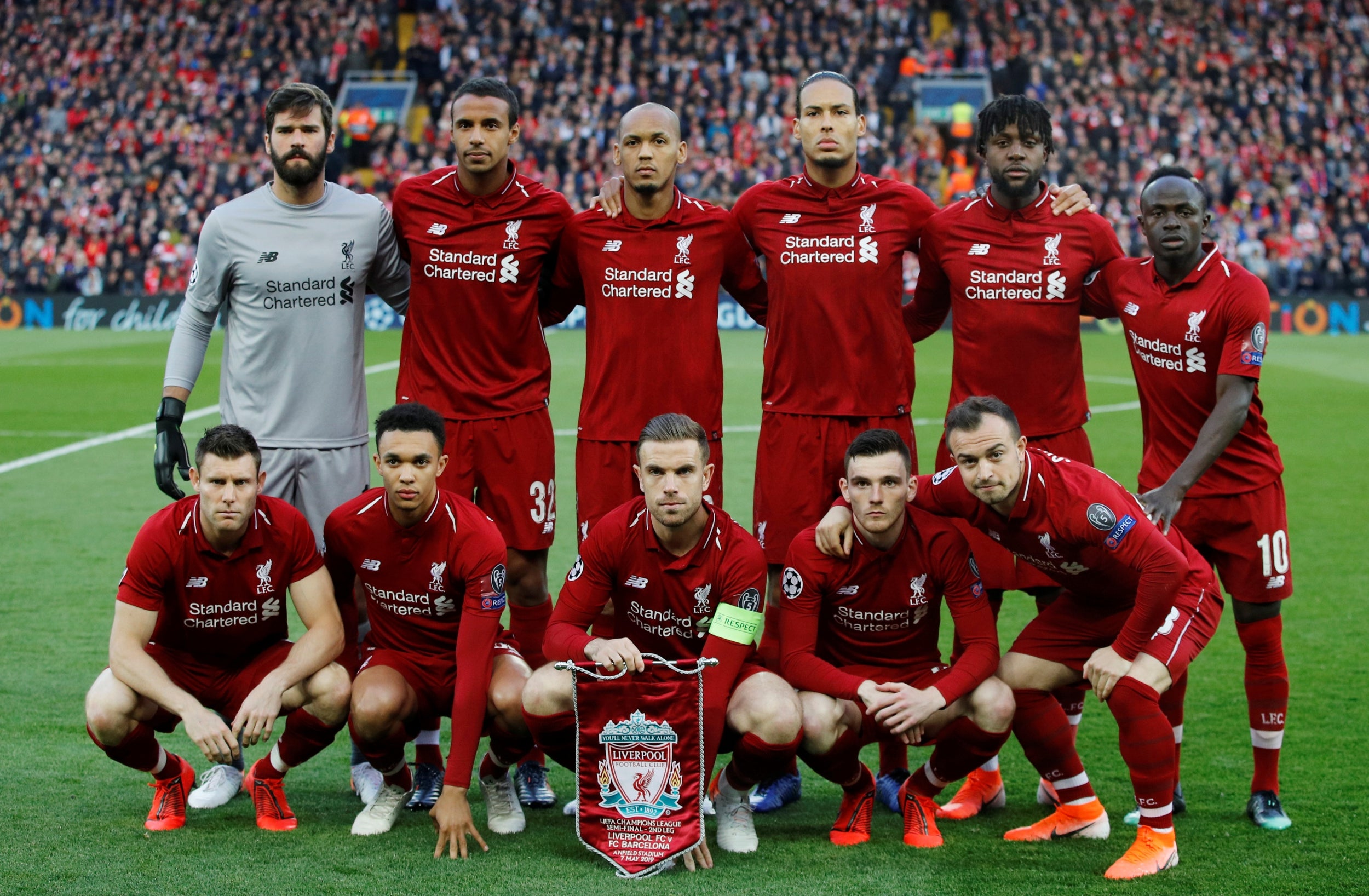 Liverpool pose before their stunning comeback