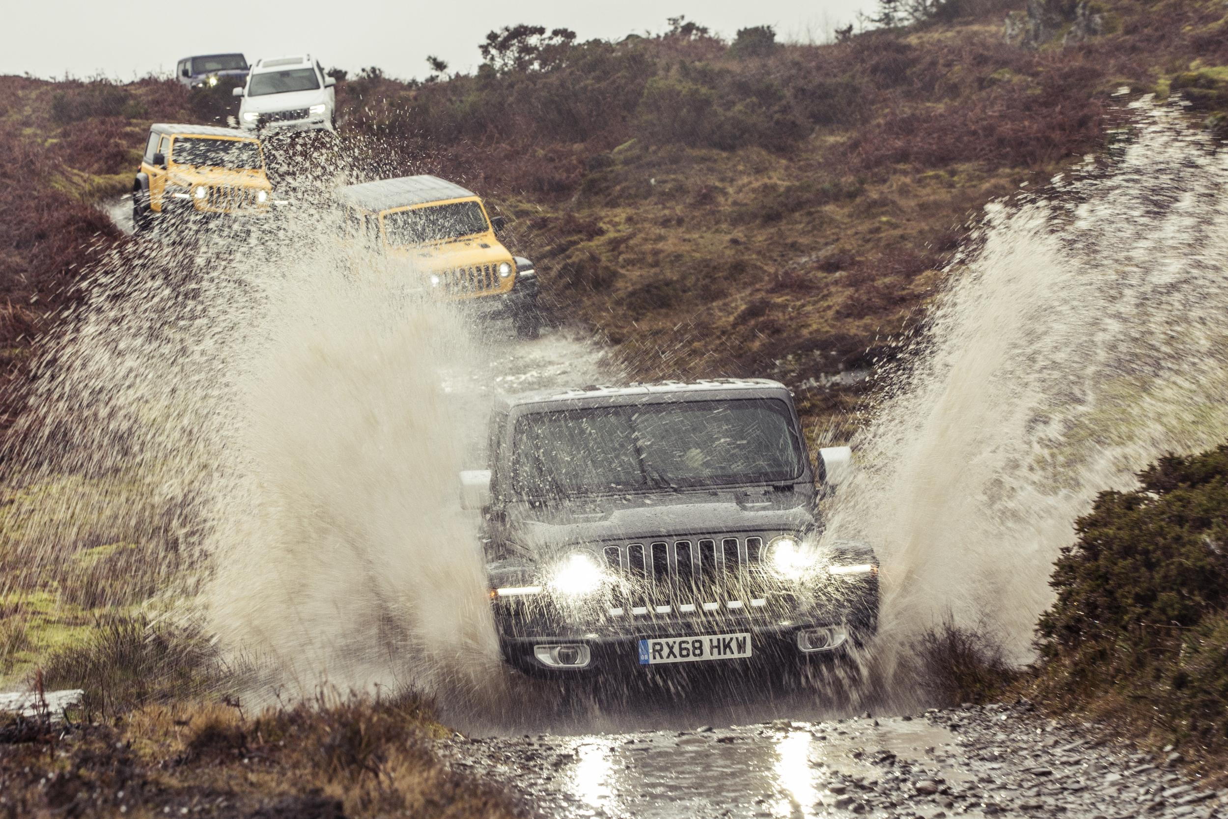 The Jeep excels off-road, and even has a proper double gear stick arrangement