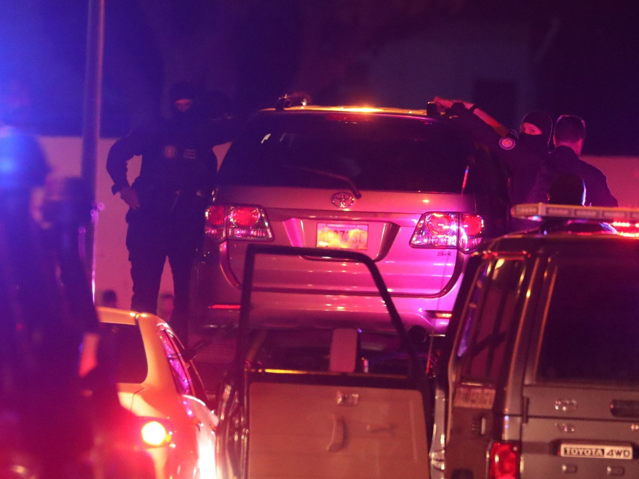 View of Venezuelan National Assembly vice president Edgar Zambrano being towed away in his car after his arrest on 8 May 2019.