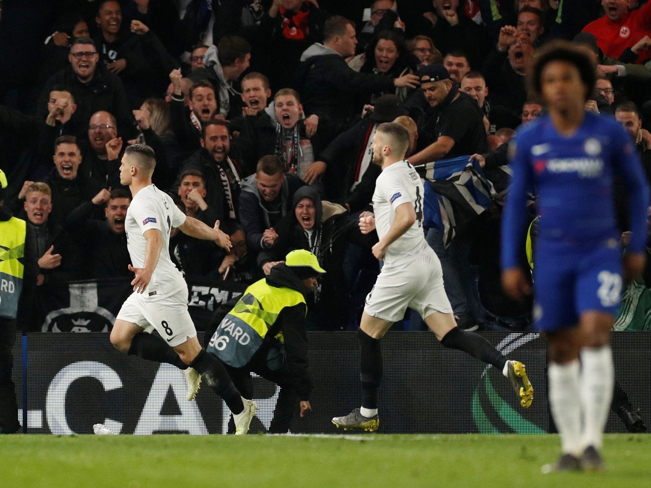 Luka Jovic celebrates pulling Valencia level